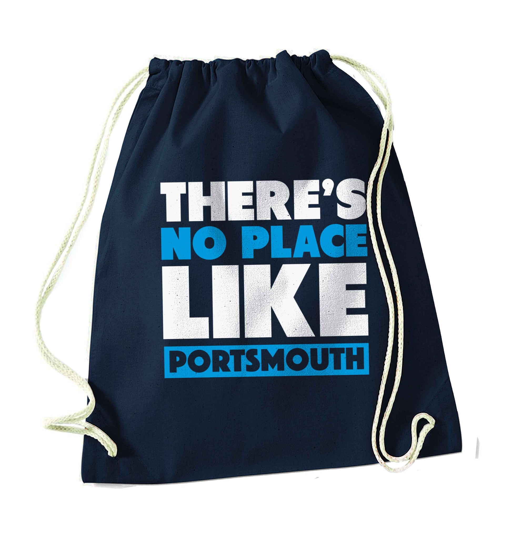 There's no place like Porstmouth navy drawstring bag