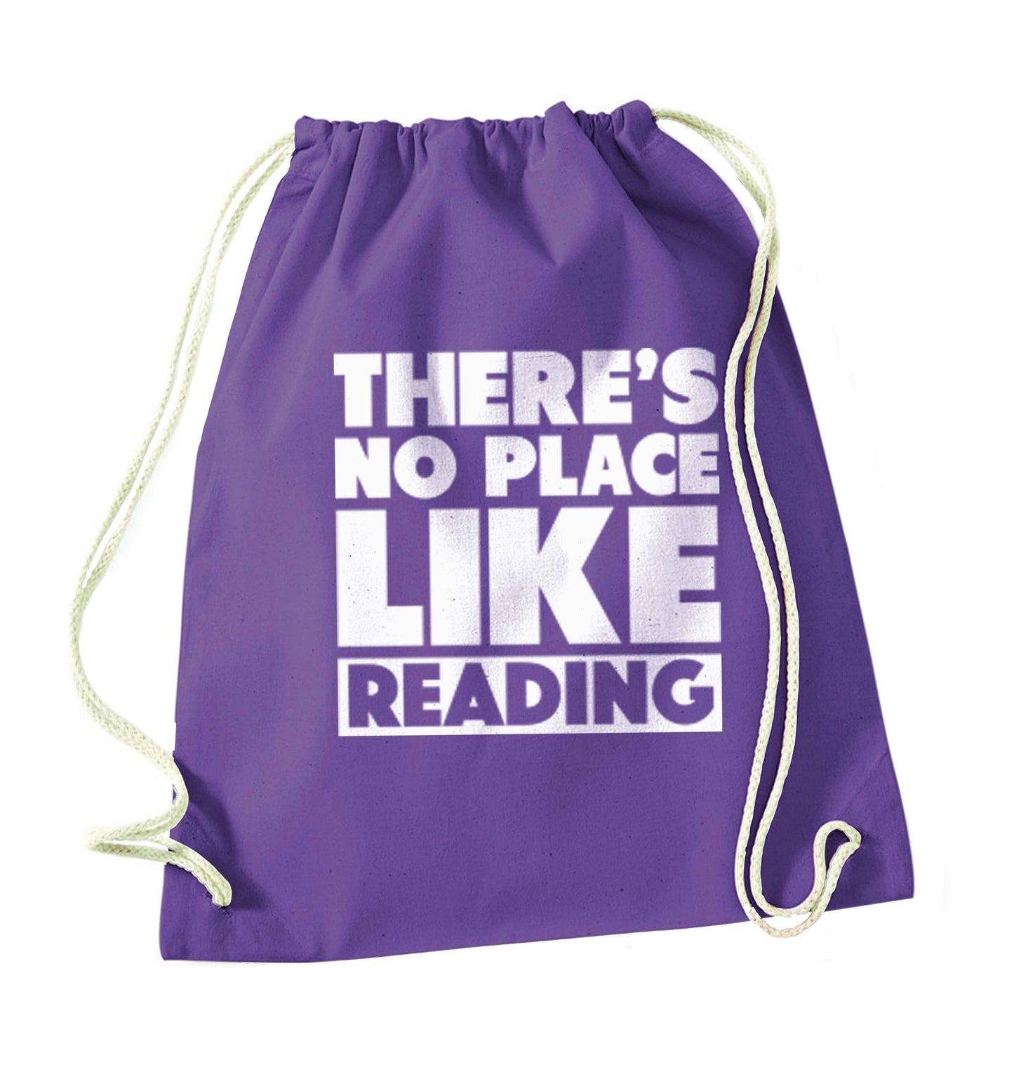 There's no place like Readingpurple drawstring bag