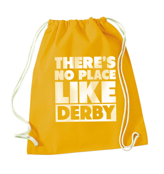 There's no place like Derby mustard drawstring bag