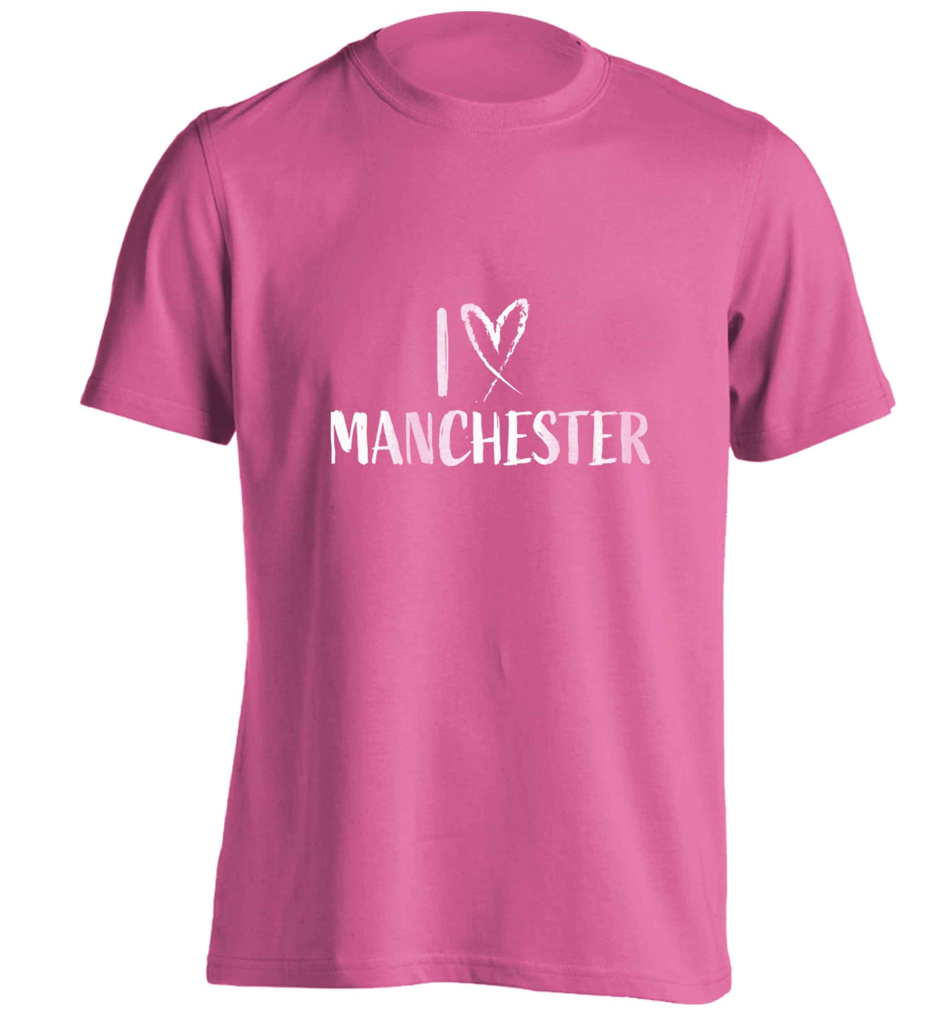 I love Manchester adults unisex pink Tshirt 2XL