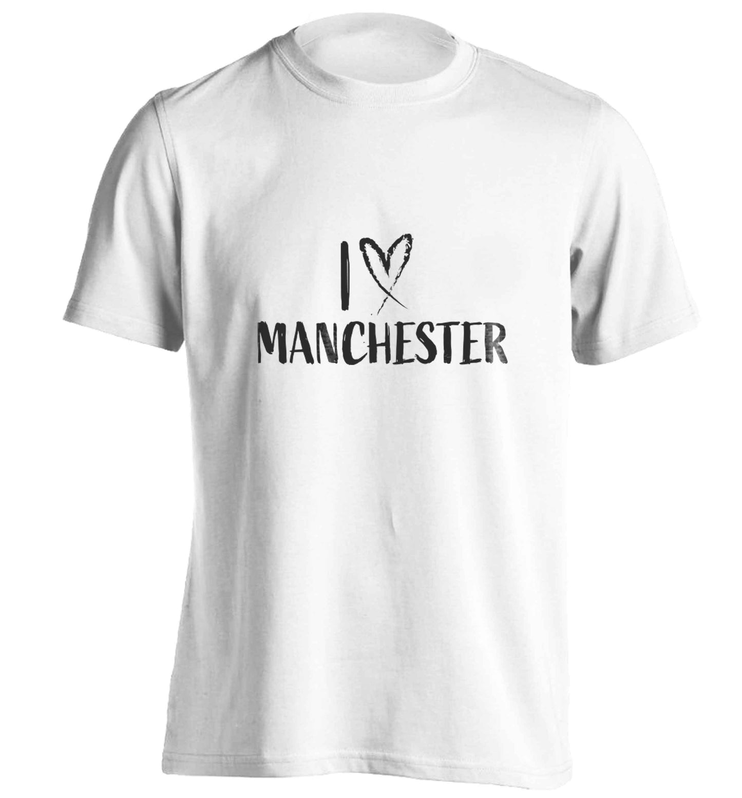 I love Manchester adults unisex white Tshirt 2XL