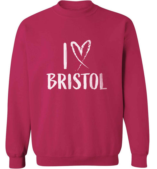 I love Bristol adult's unisex pink sweater 2XL