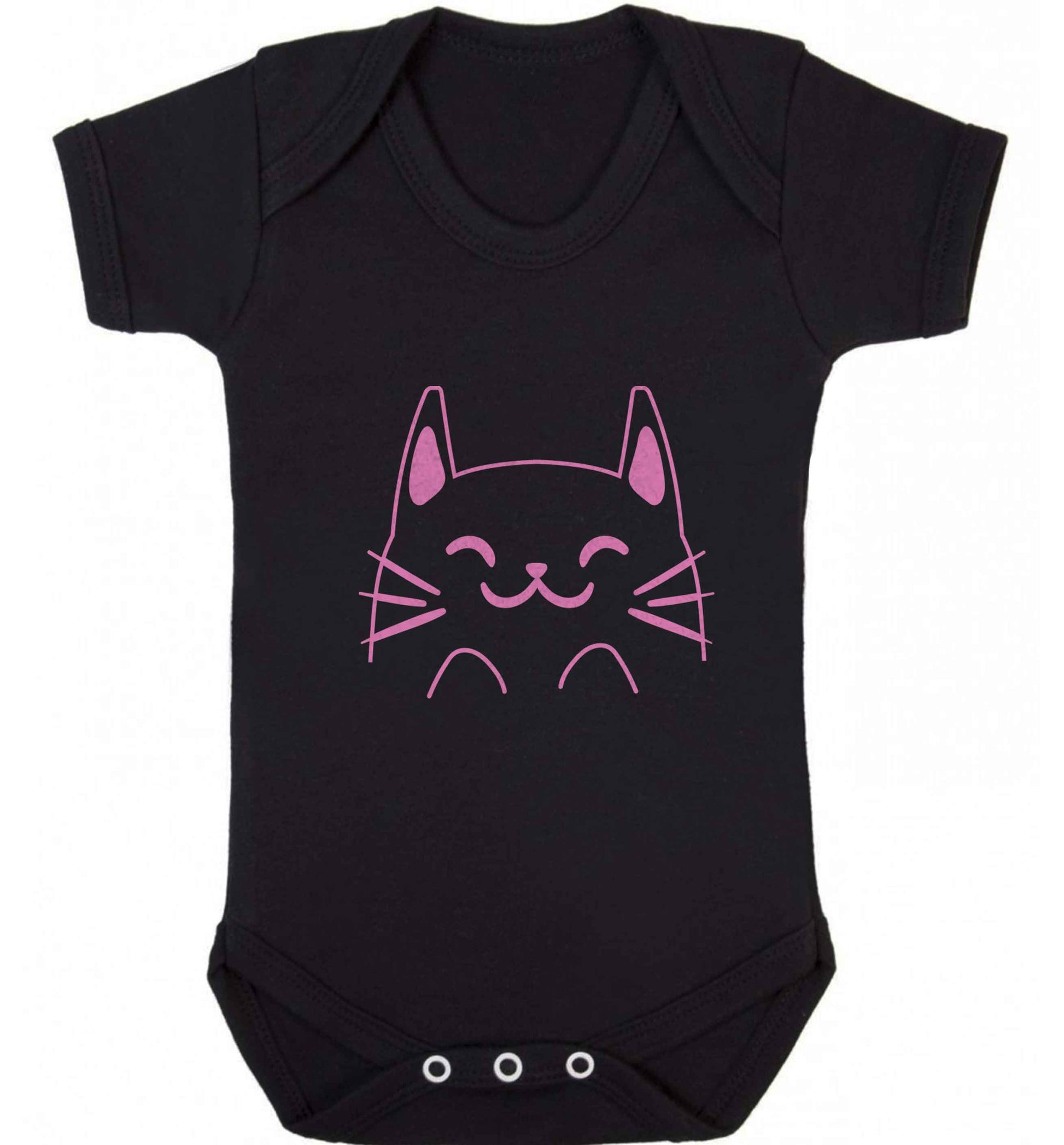 Cat illustration baby vest black 18-24 months