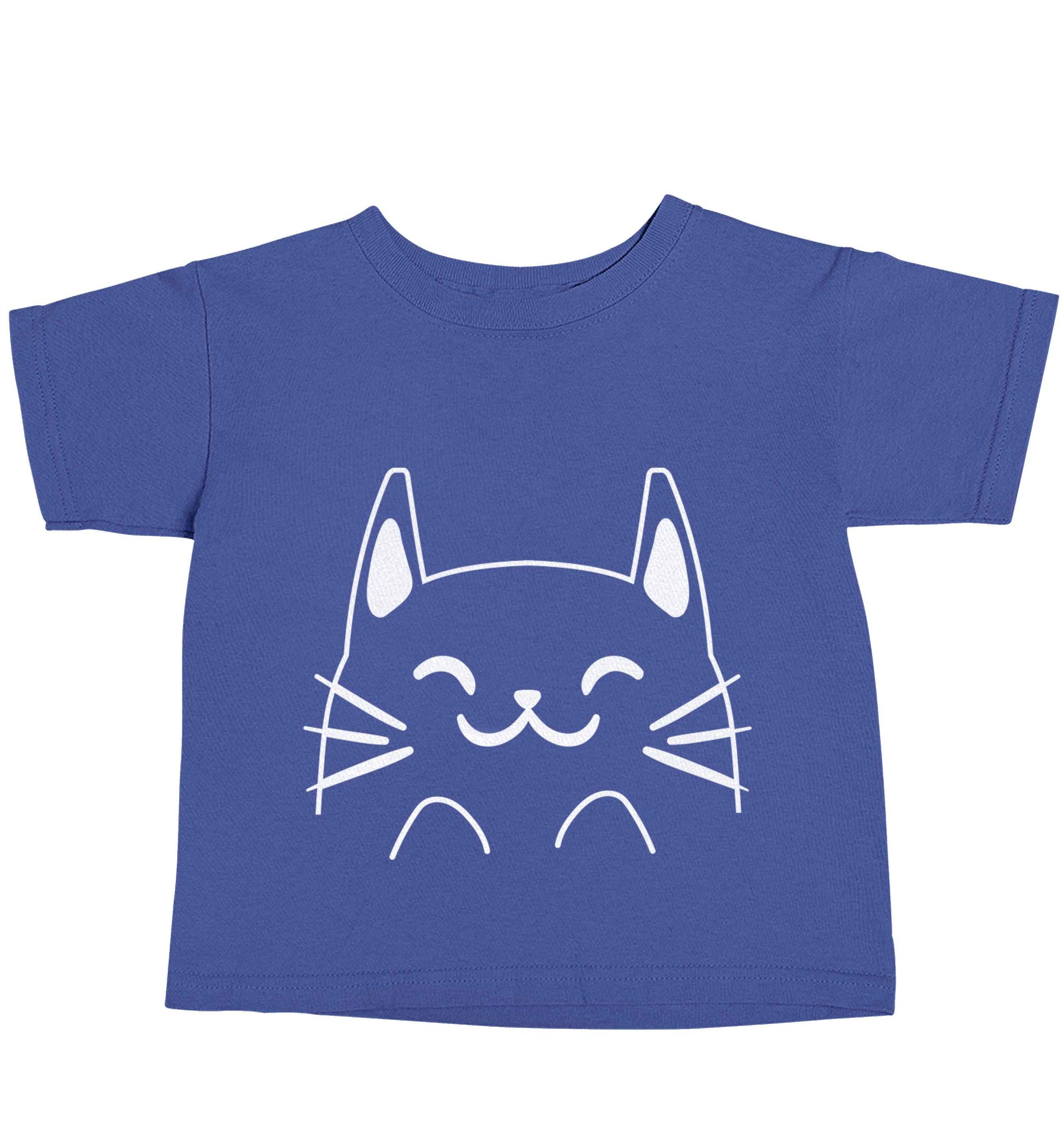 Cat illustration blue baby toddler Tshirt 2 Years
