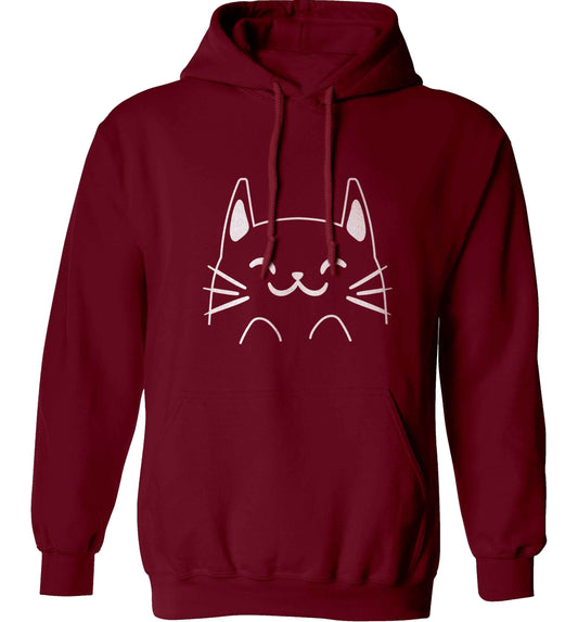 Cat illustration adults unisex maroon hoodie 2XL