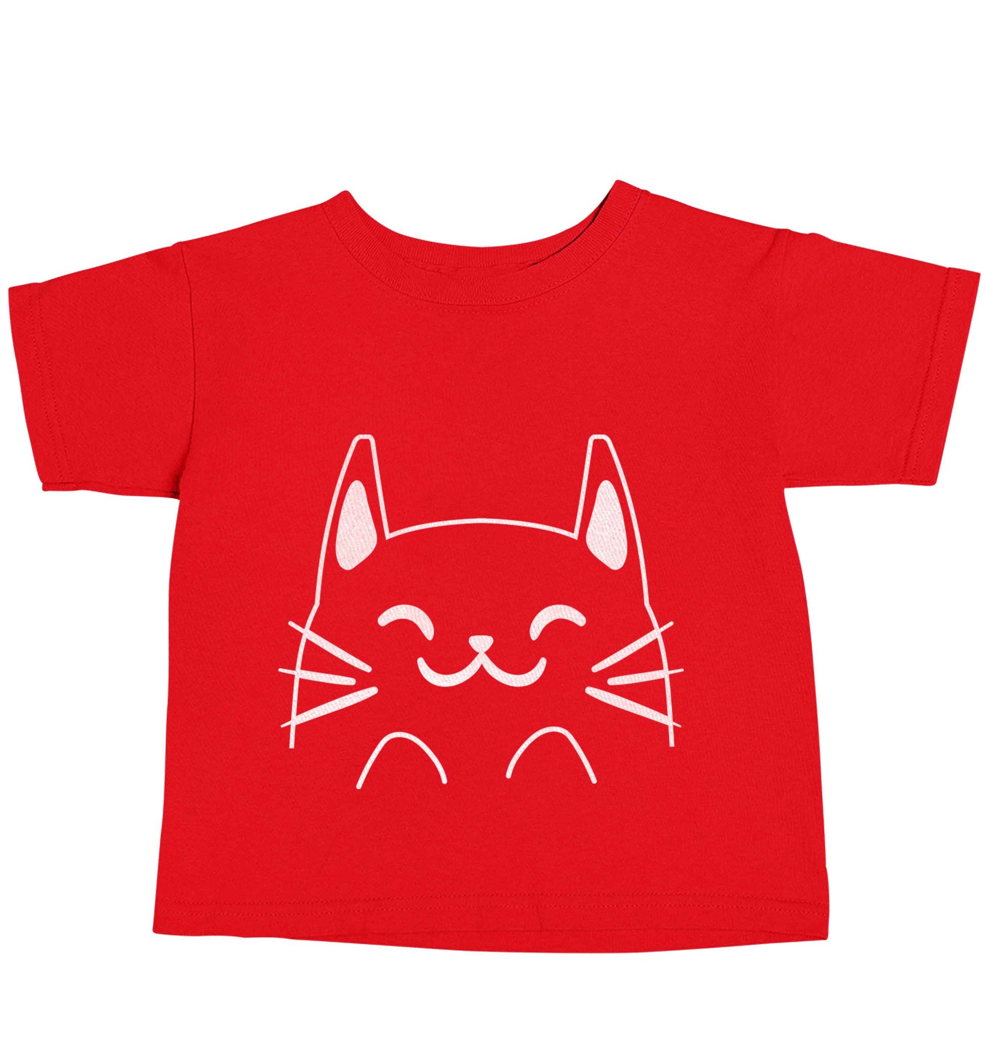 Cat illustration red baby toddler Tshirt 2 Years