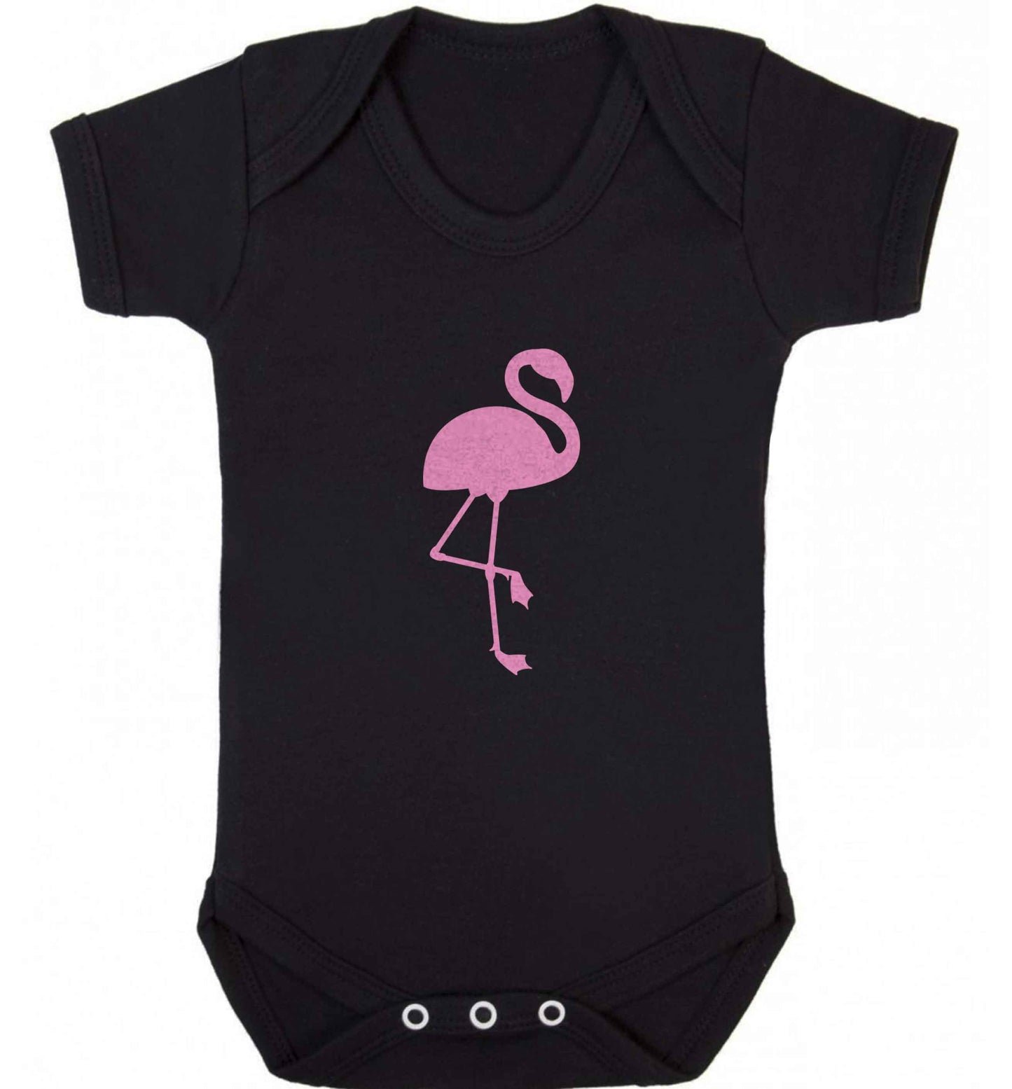 Pink flamingo baby vest black 18-24 months