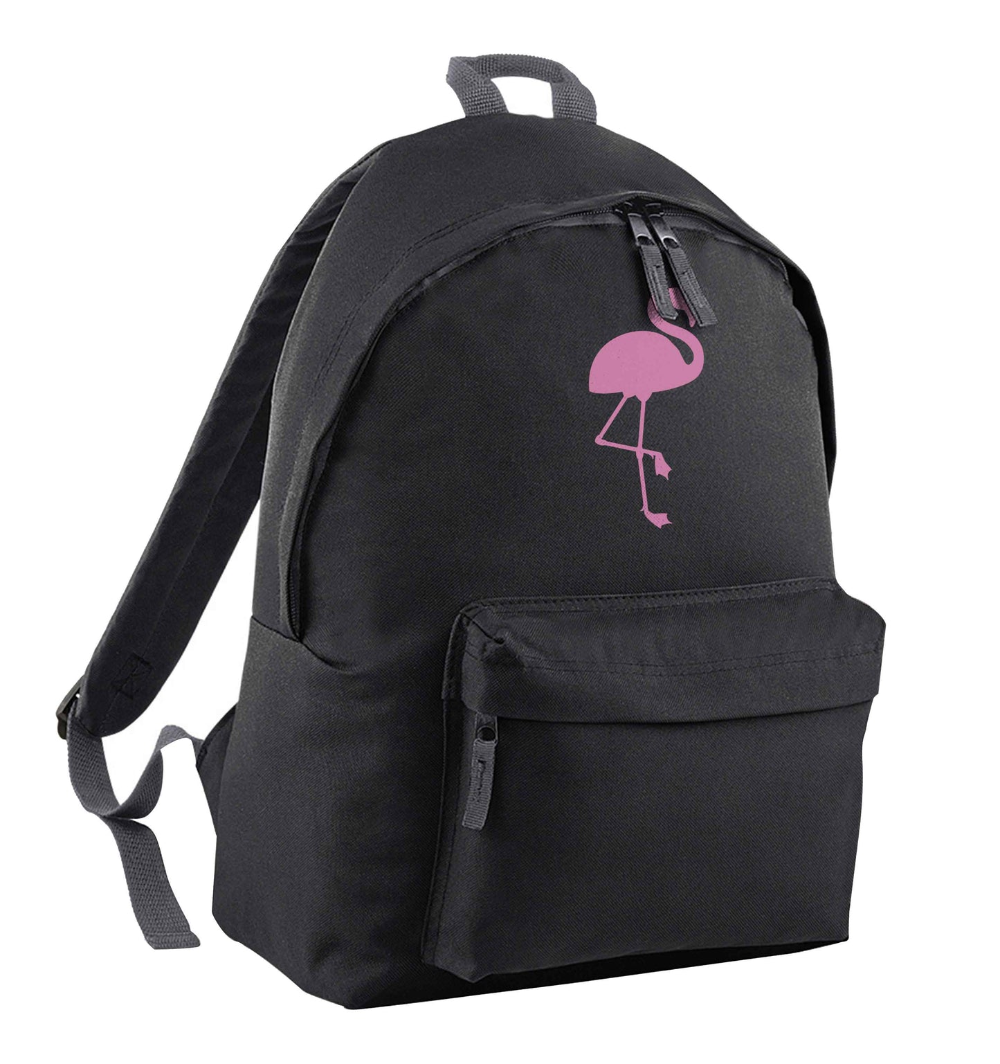 Pink flamingo black children's backpack
