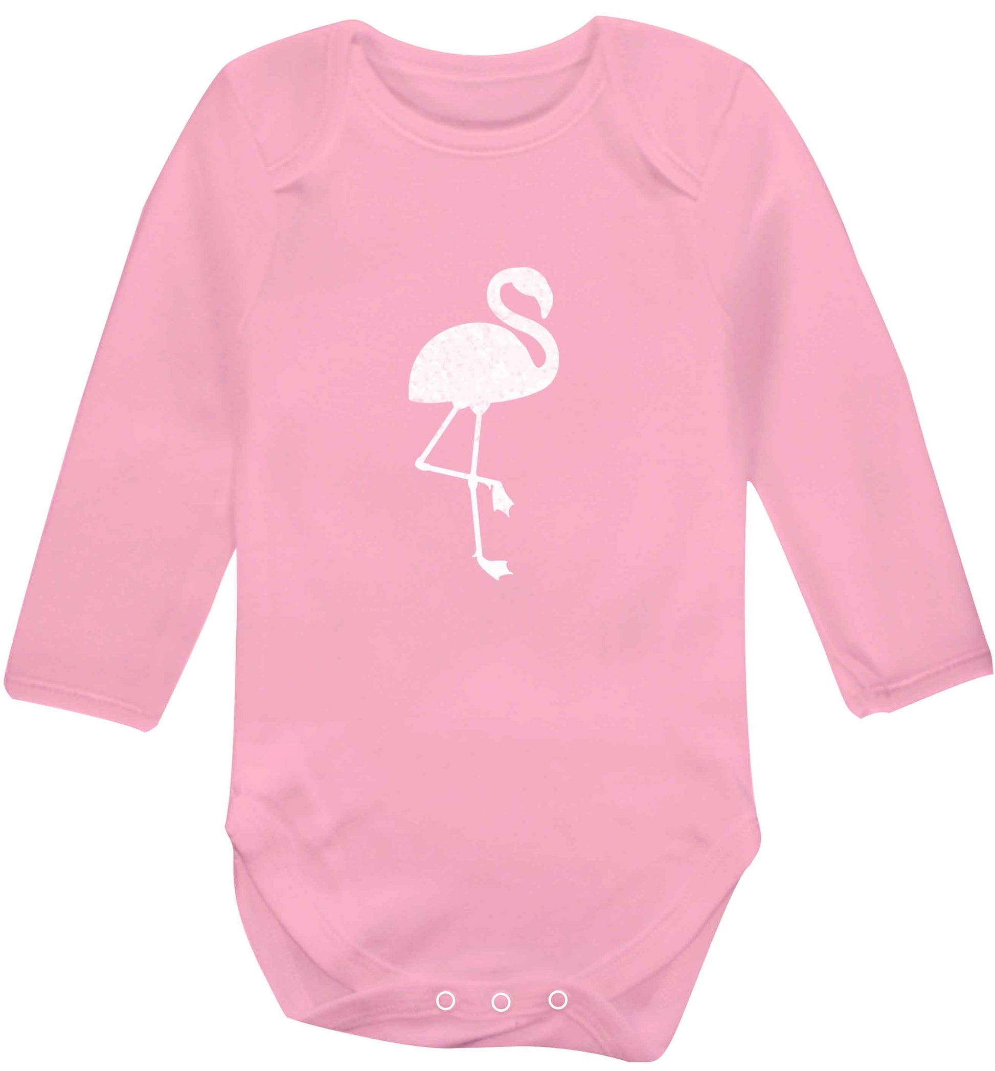 Pink flamingo baby vest long sleeved pale pink 6-12 months