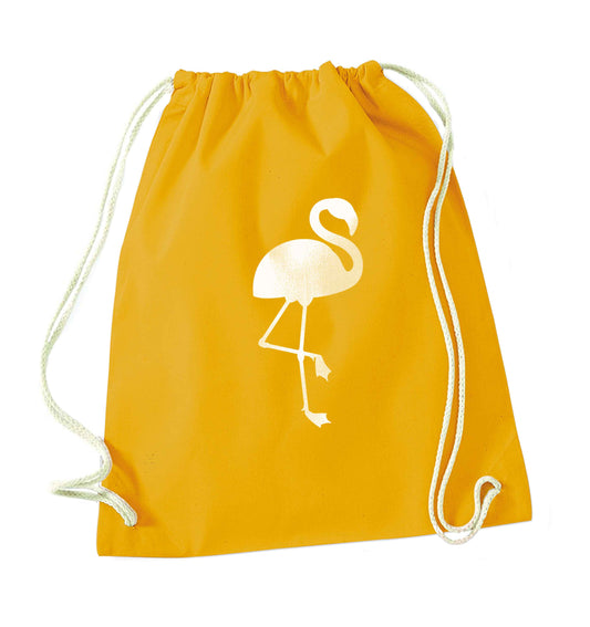 Pink flamingo mustard drawstring bag