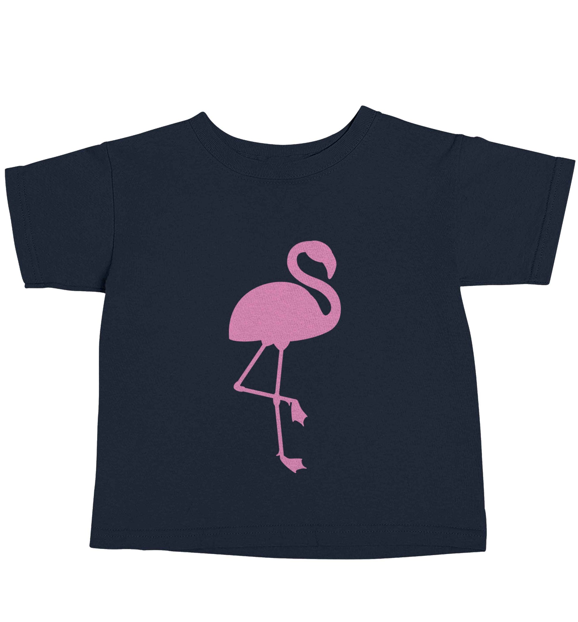 Pink flamingo navy baby toddler Tshirt 2 Years