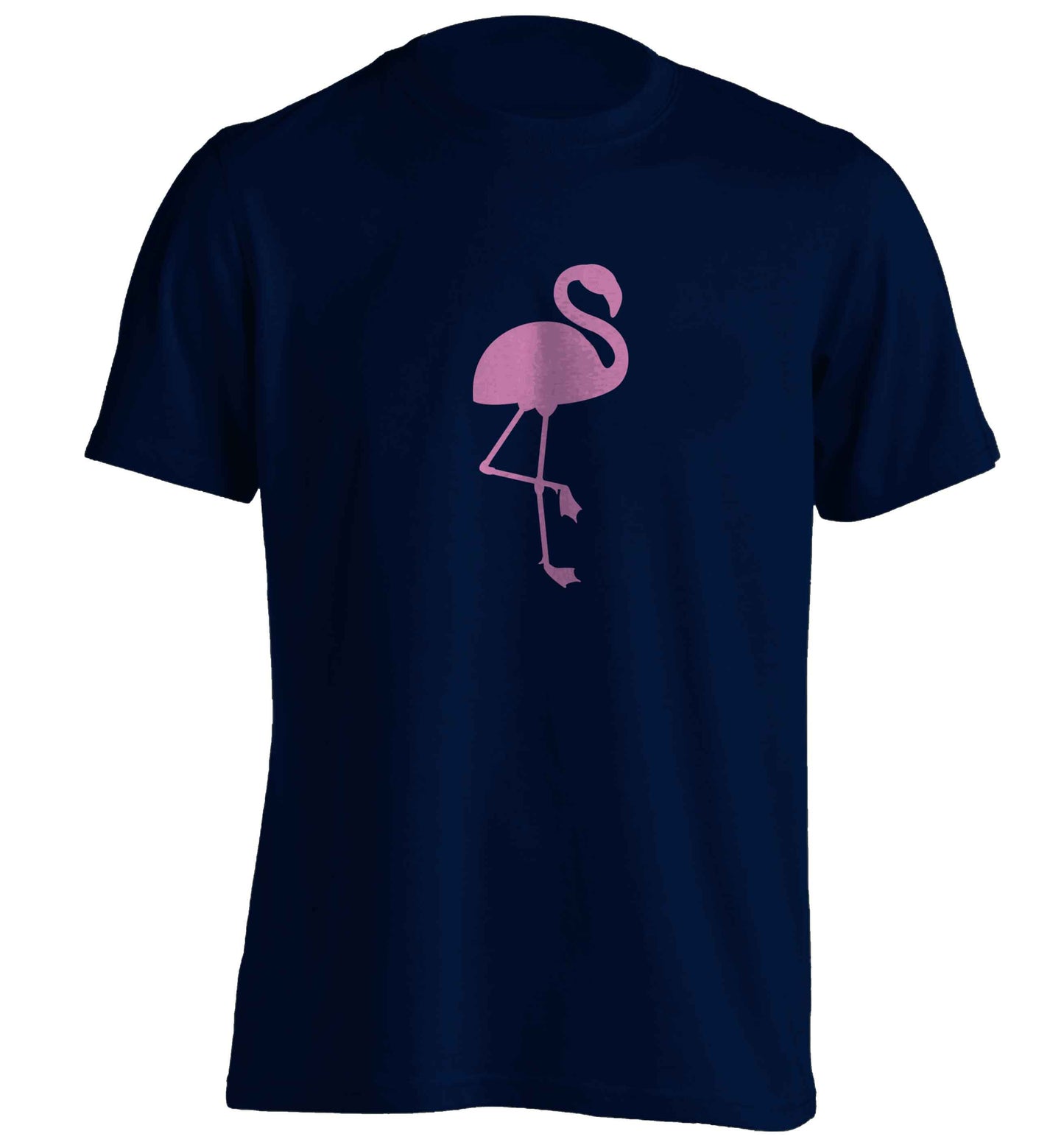 Pink flamingo adults unisex navy Tshirt 2XL