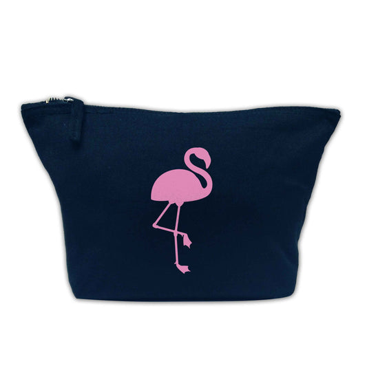 Pink flamingo navy makeup bag