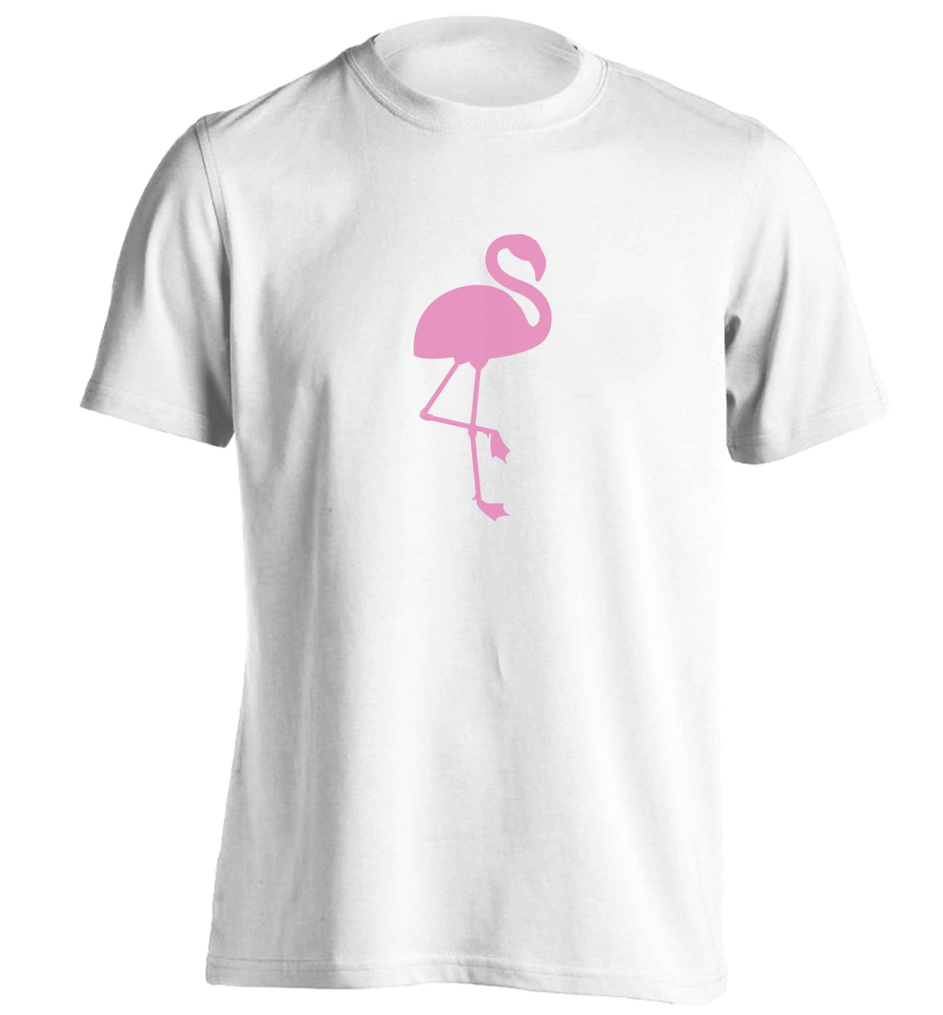 Pink flamingo adults unisex white Tshirt 2XL