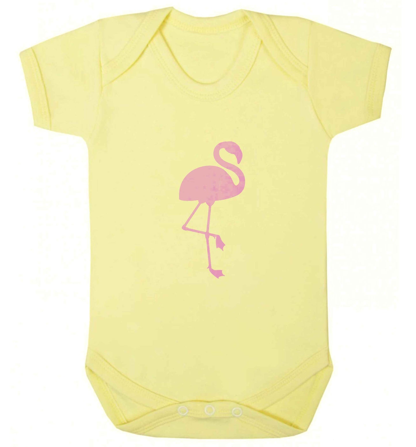 Pink flamingo baby vest pale yellow 18-24 months