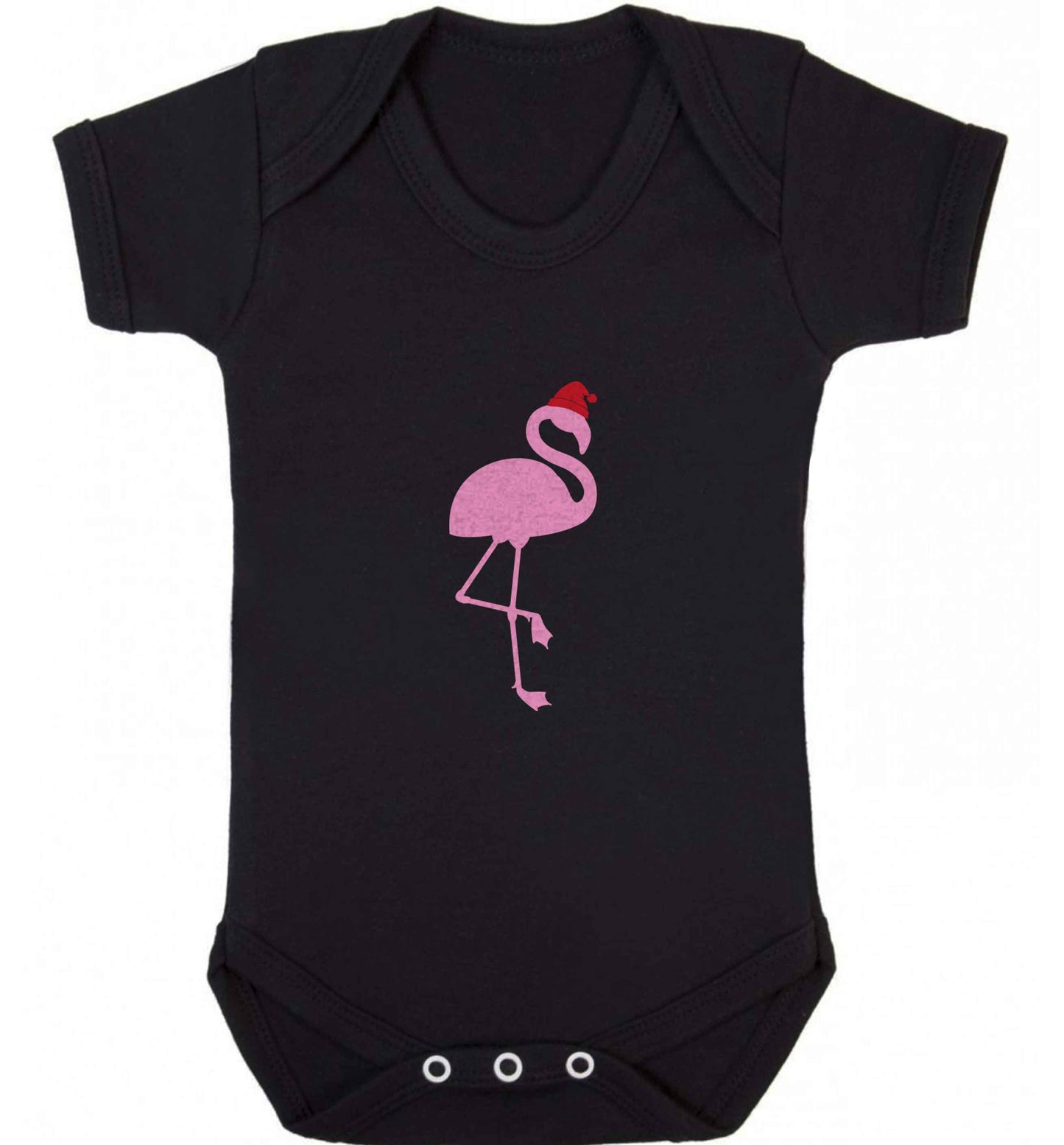 Pink flamingo santa baby vest black 18-24 months