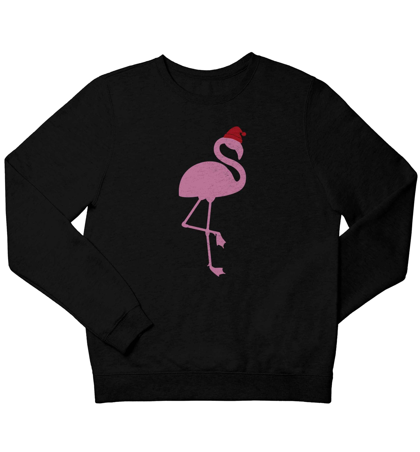 Pink flamingo santa children's black sweater 12-13 Years