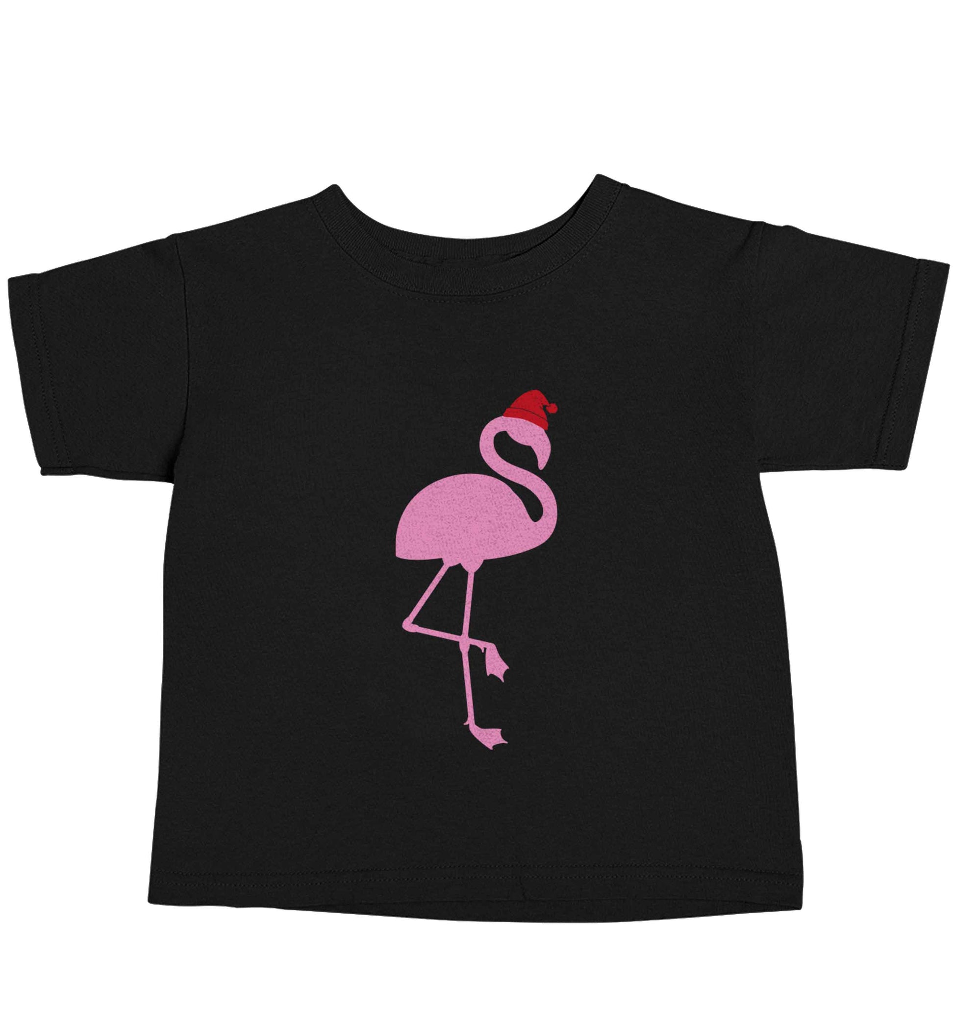 Pink flamingo santa Black baby toddler Tshirt 2 years