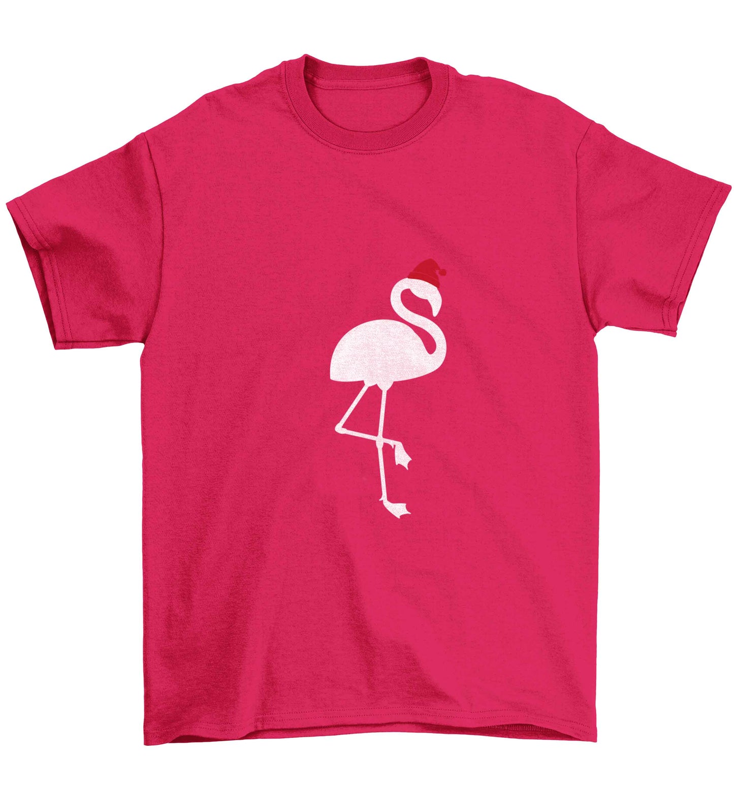 Pink flamingo santa Children's pink Tshirt 12-13 Years