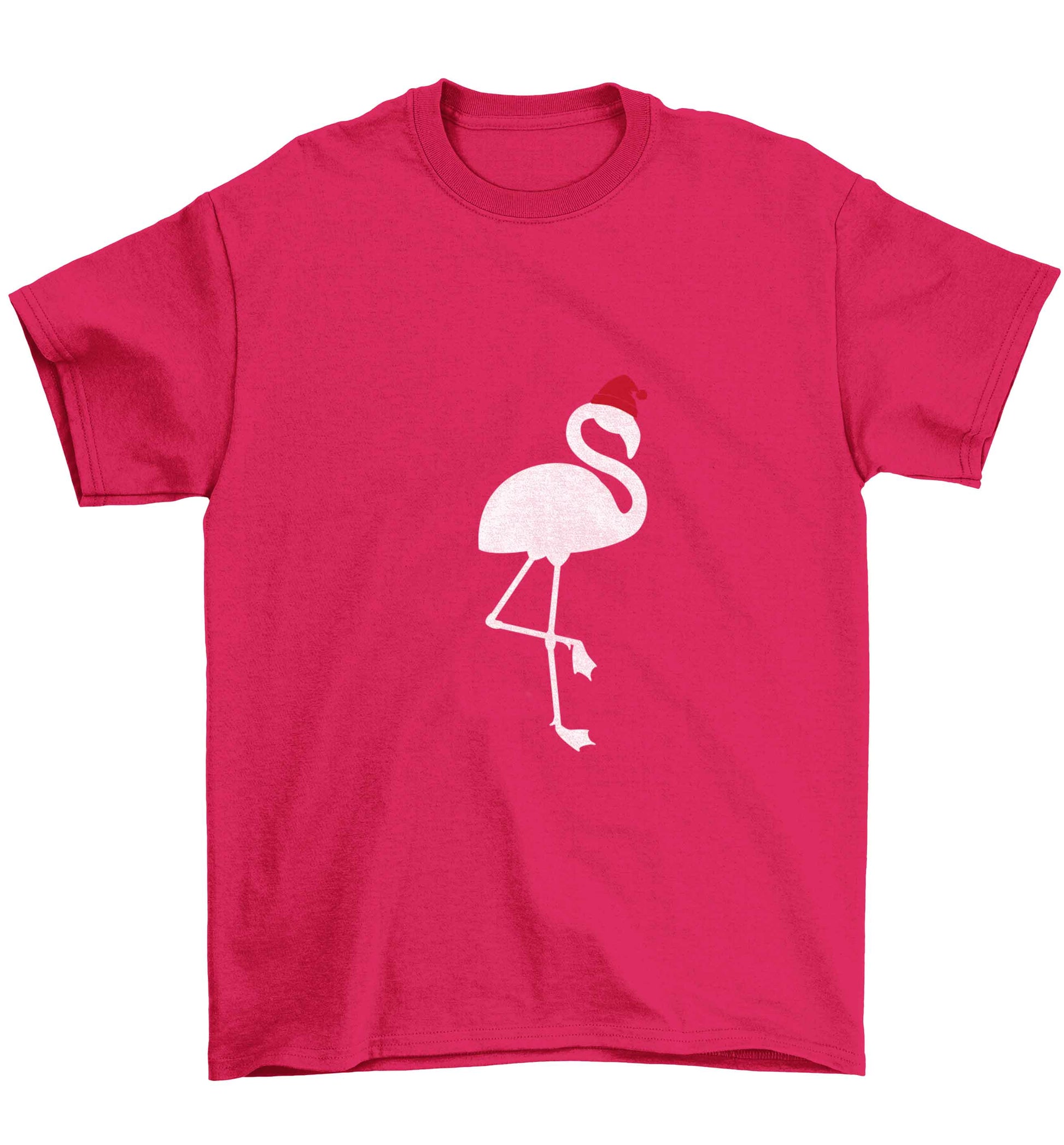 Pink flamingo santa Children's pink Tshirt 12-13 Years