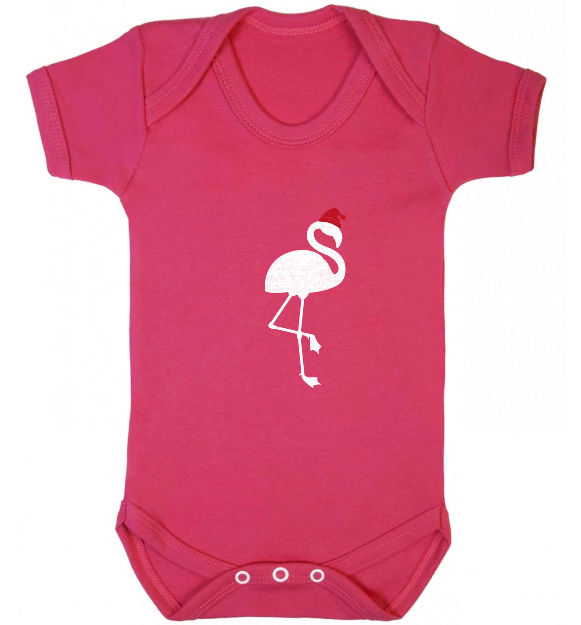Pink flamingo santa baby vest dark pink 18-24 months