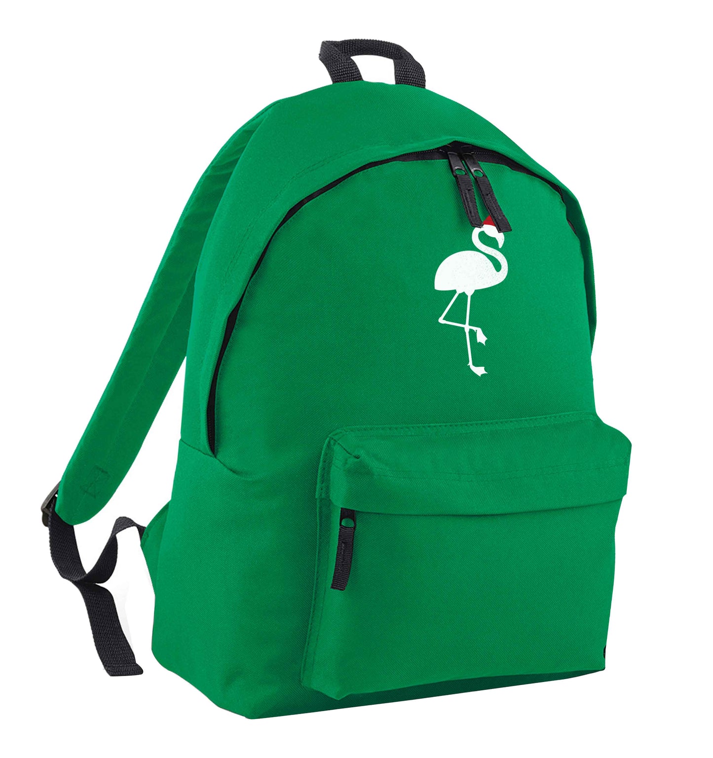 Pink flamingo santa green adults backpack