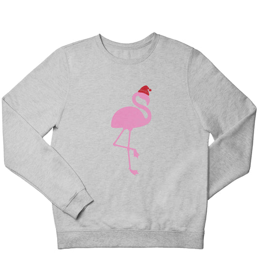 Pink flamingo santa children's grey sweater 12-13 Years