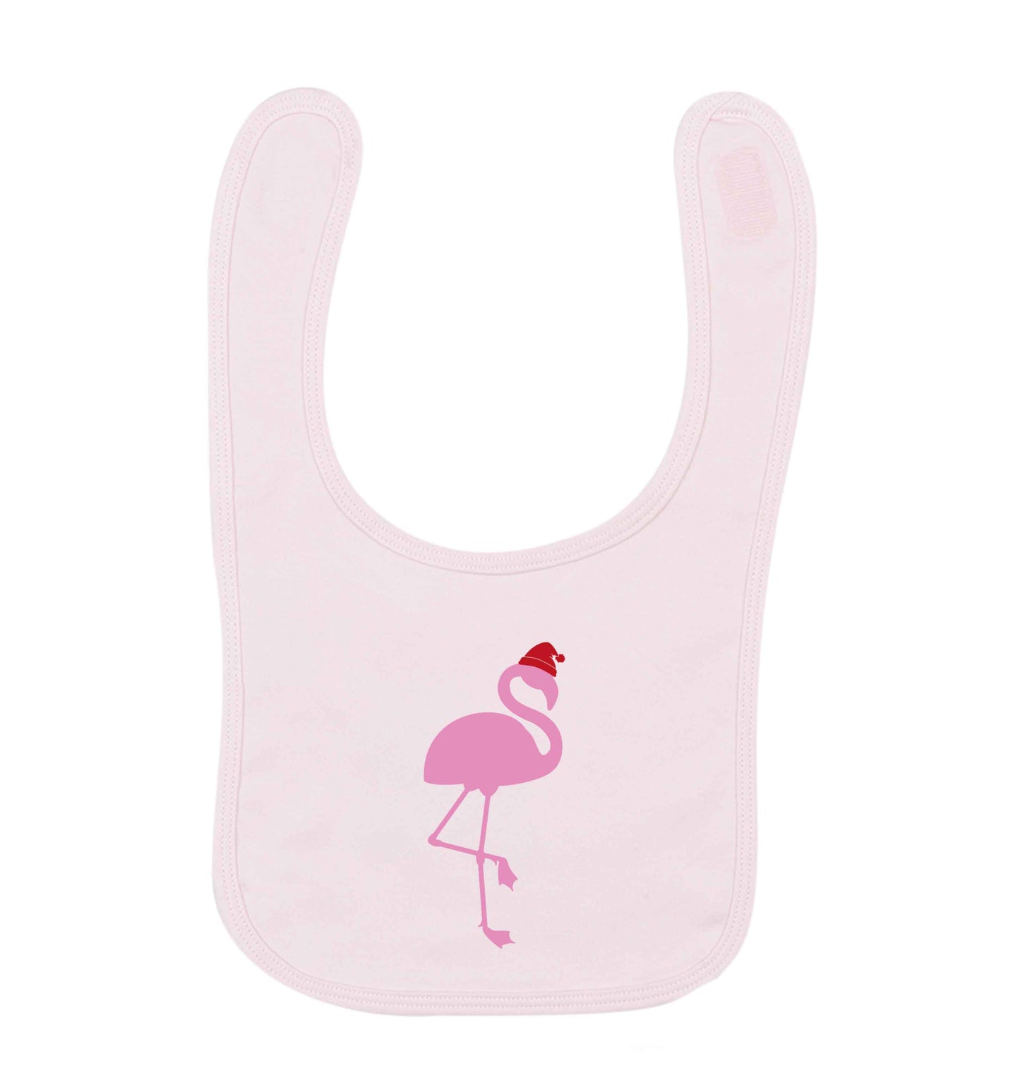 Pink flamingo santa pale pink baby bib