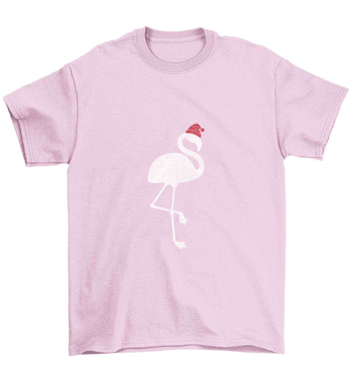 Pink flamingo santa Children's light pink Tshirt 12-13 Years