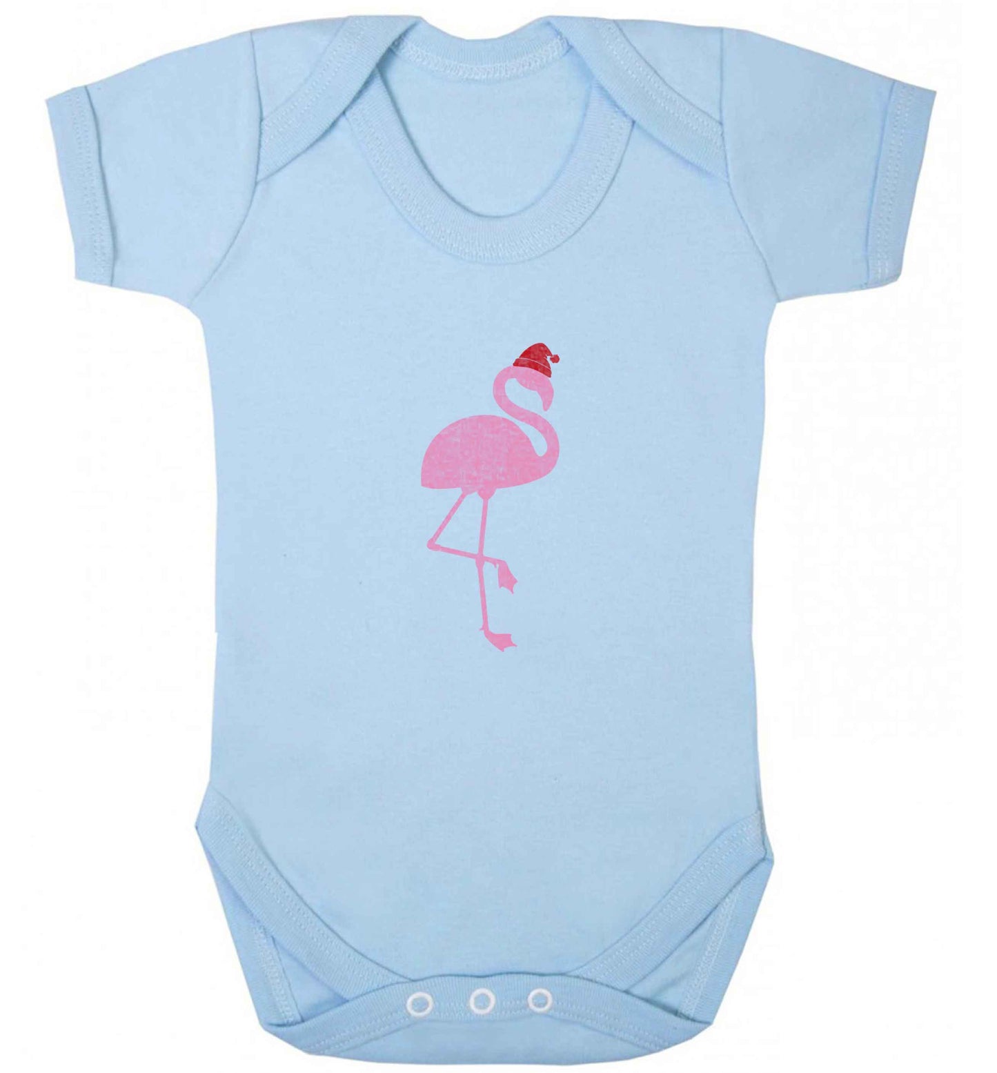 Pink flamingo santa baby vest pale blue 18-24 months