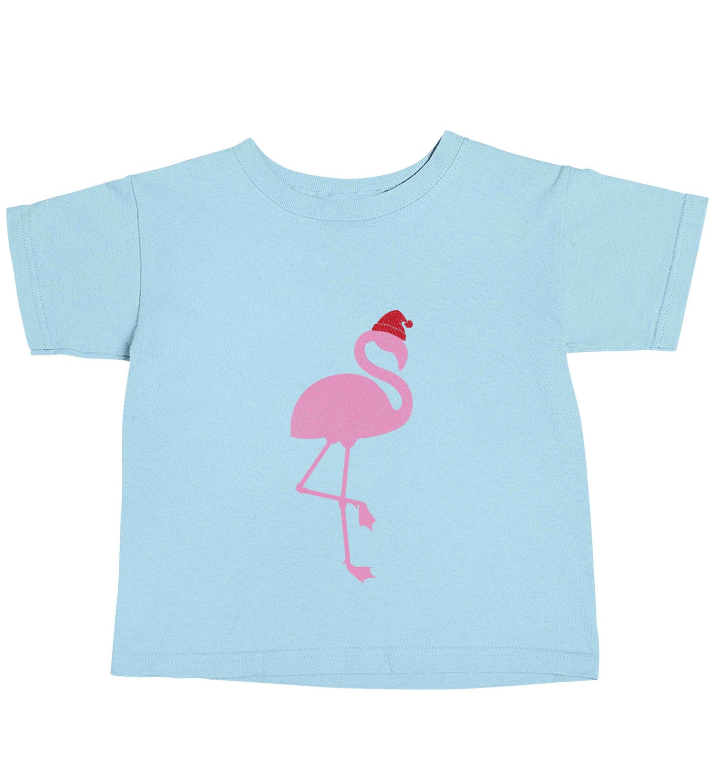 Pink flamingo santa light blue baby toddler Tshirt 2 Years