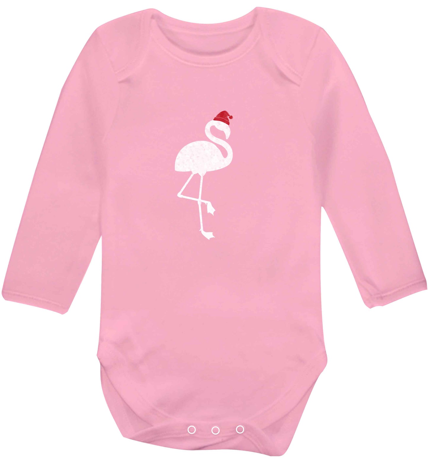 Pink flamingo santa baby vest long sleeved pale pink 6-12 months