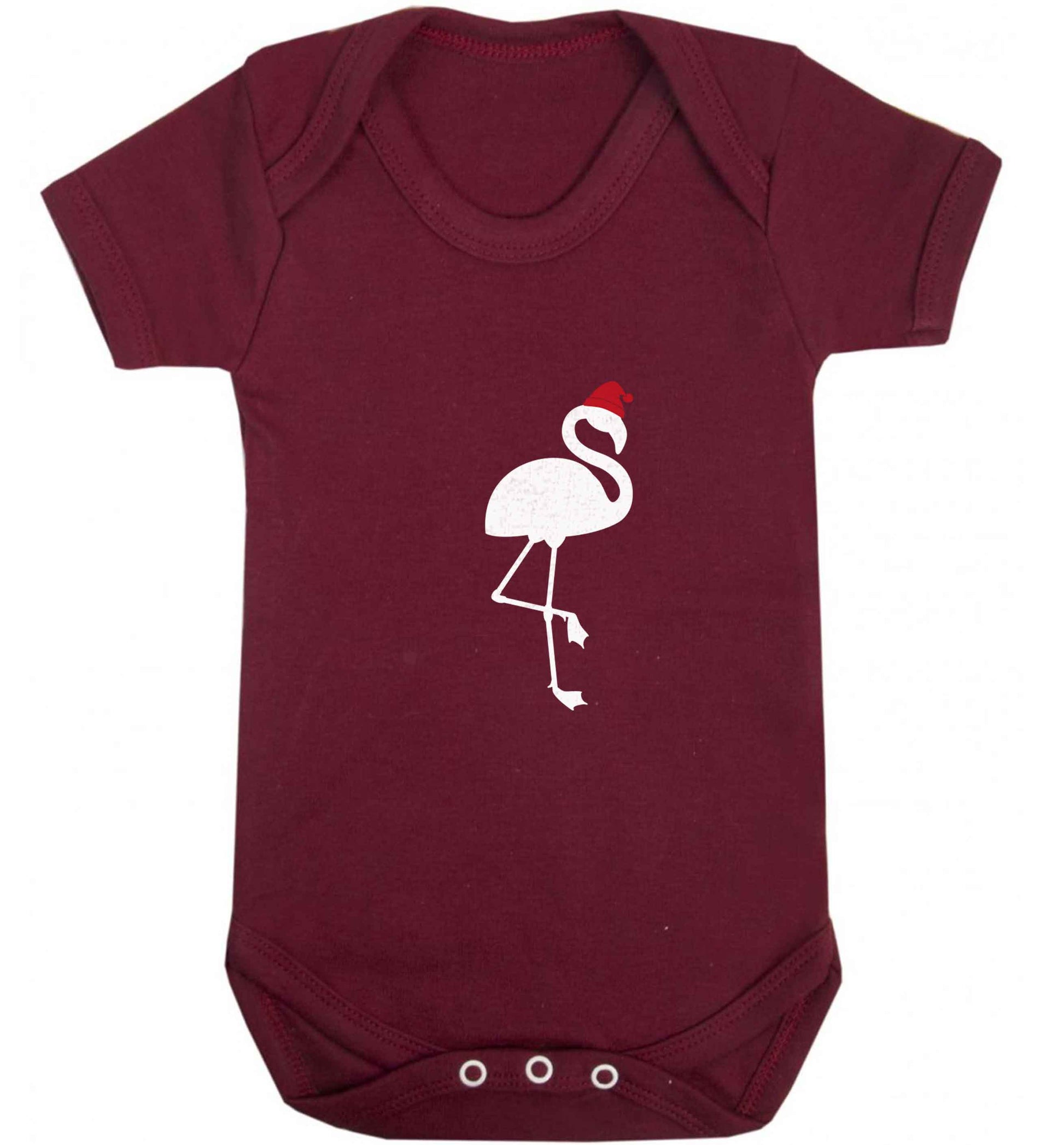 Pink flamingo santa baby vest maroon 18-24 months