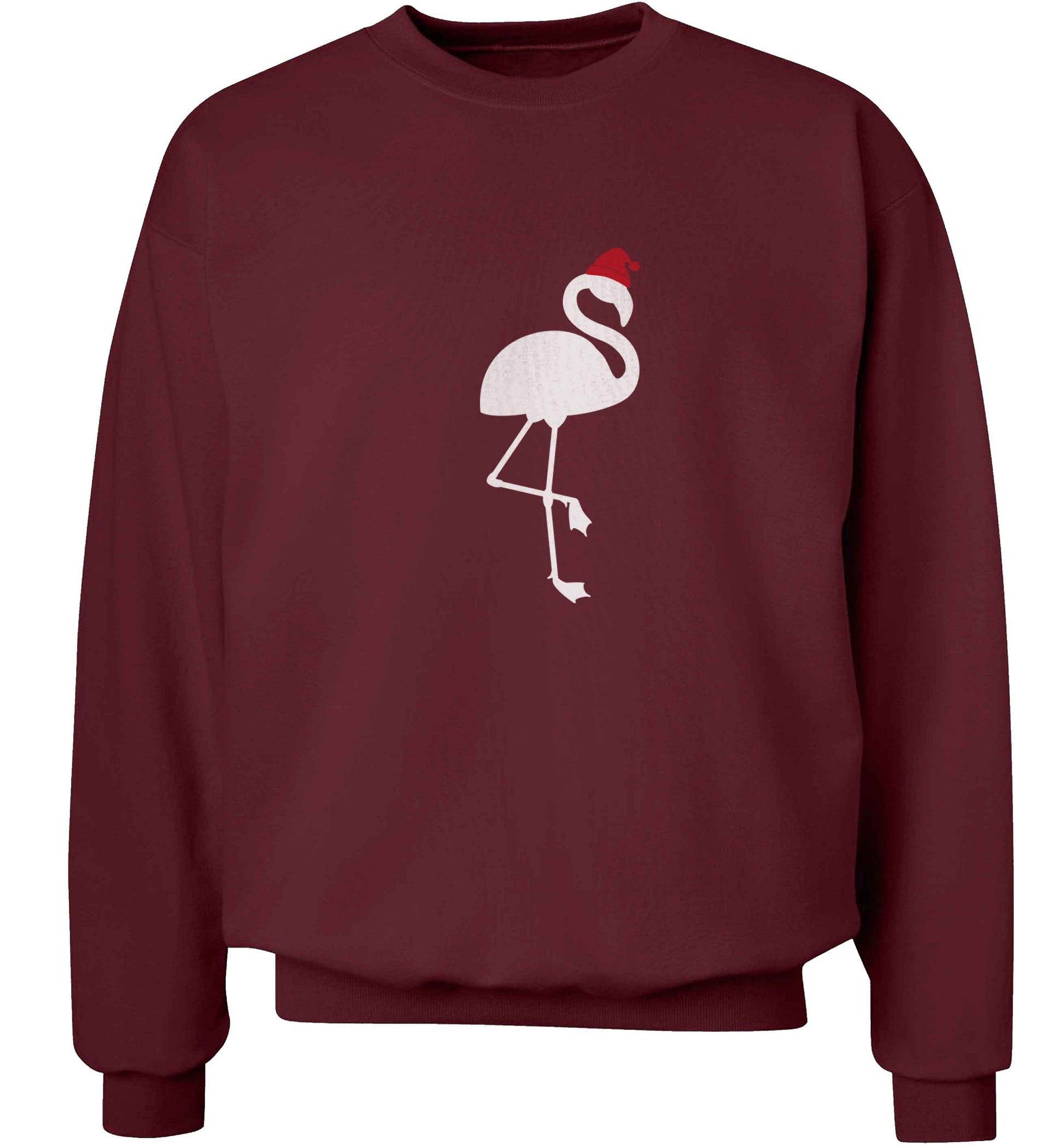 Pink flamingo santa adult's unisex maroon sweater 2XL
