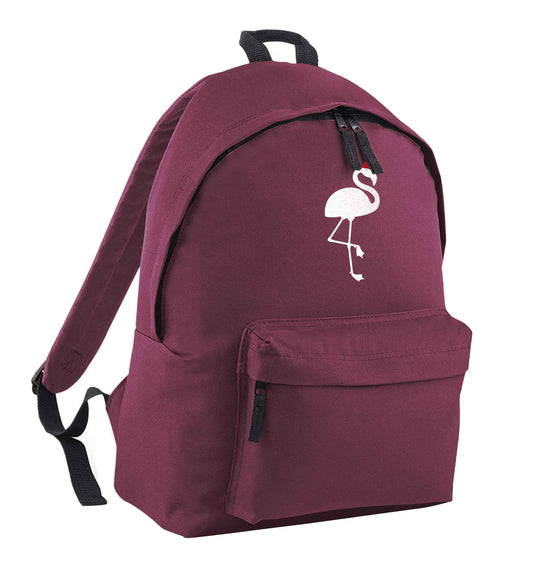 Pink flamingo santa maroon children's backpack