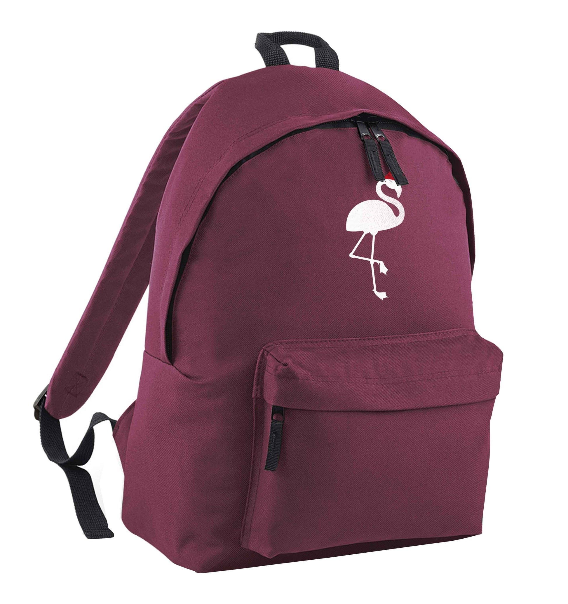 Pink flamingo santa maroon adults backpack