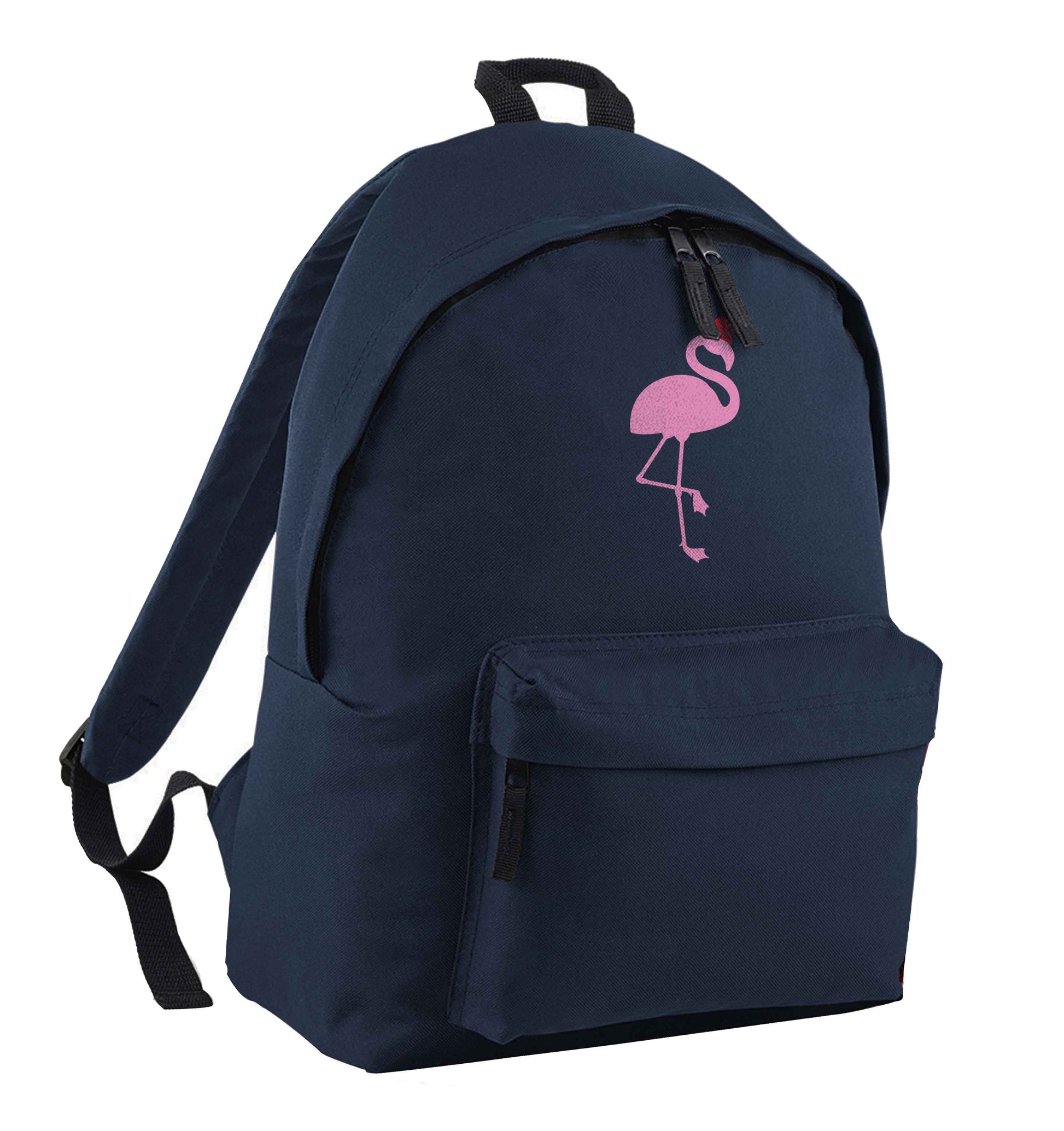 Pink flamingo santa navy children's backpack