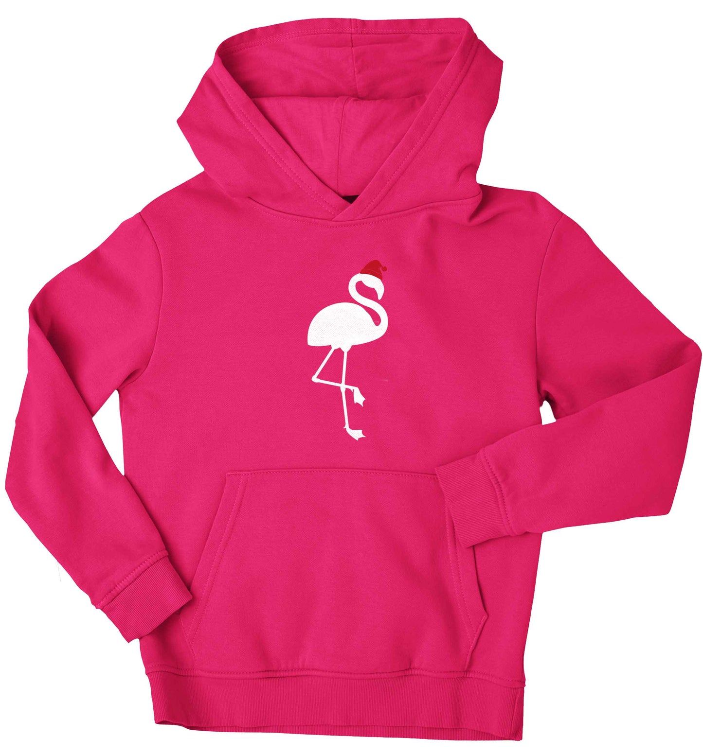 Pink flamingo santa children's pink hoodie 12-13 Years