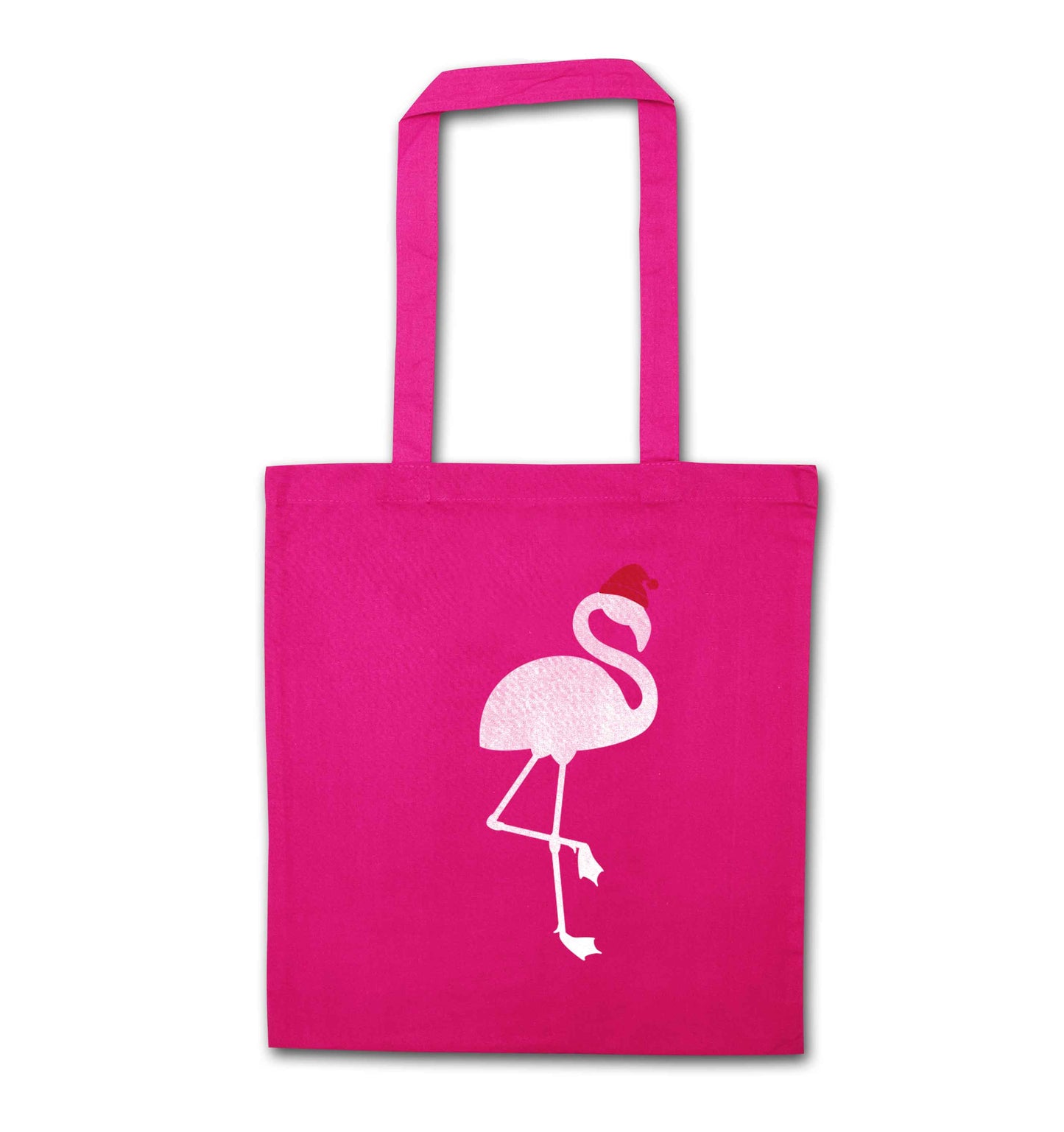 Pink flamingo santa pink tote bag