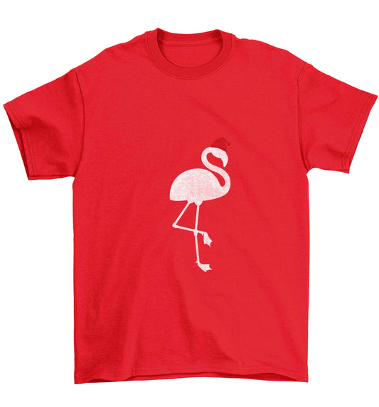 Pink flamingo santa Children's red Tshirt 12-13 Years