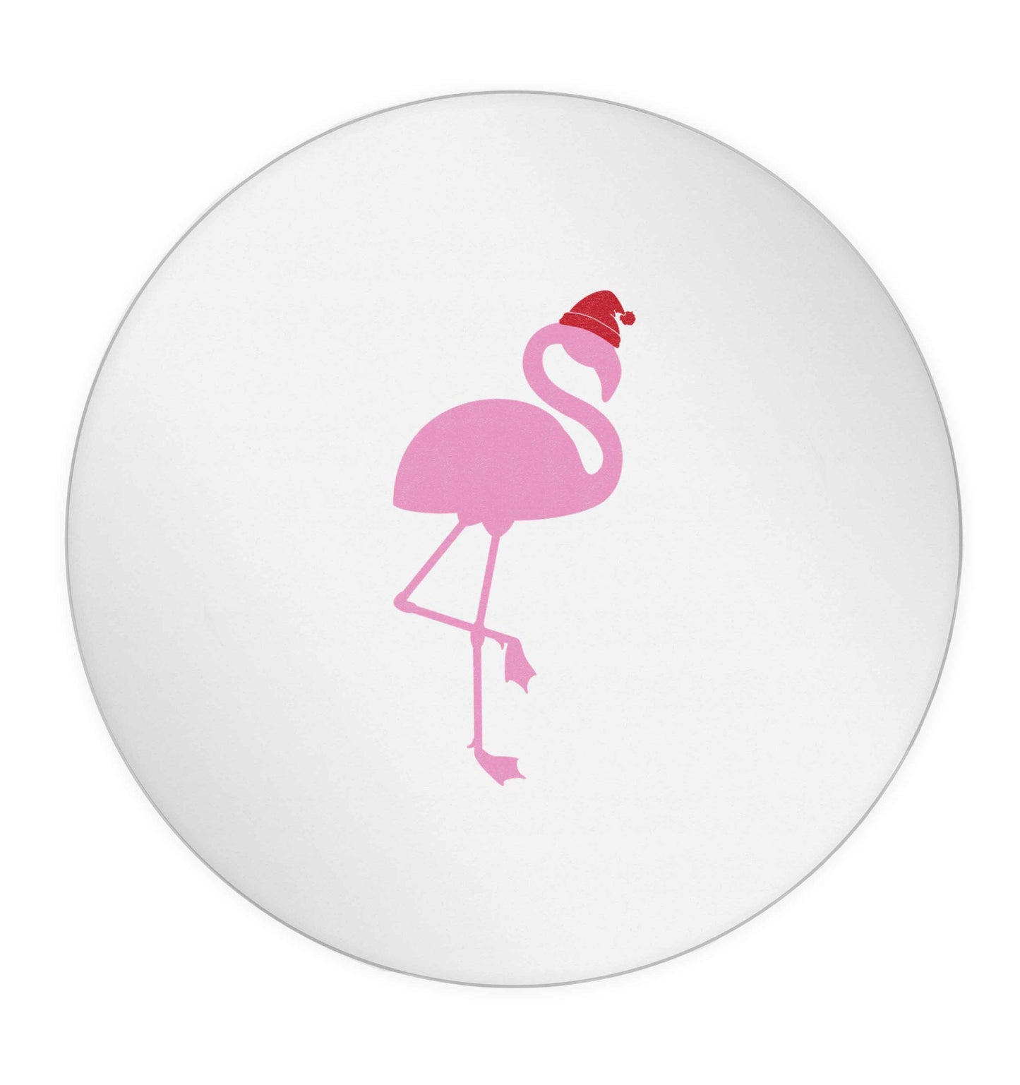 Pink flamingo santa 24 @ 45mm matt circle stickers