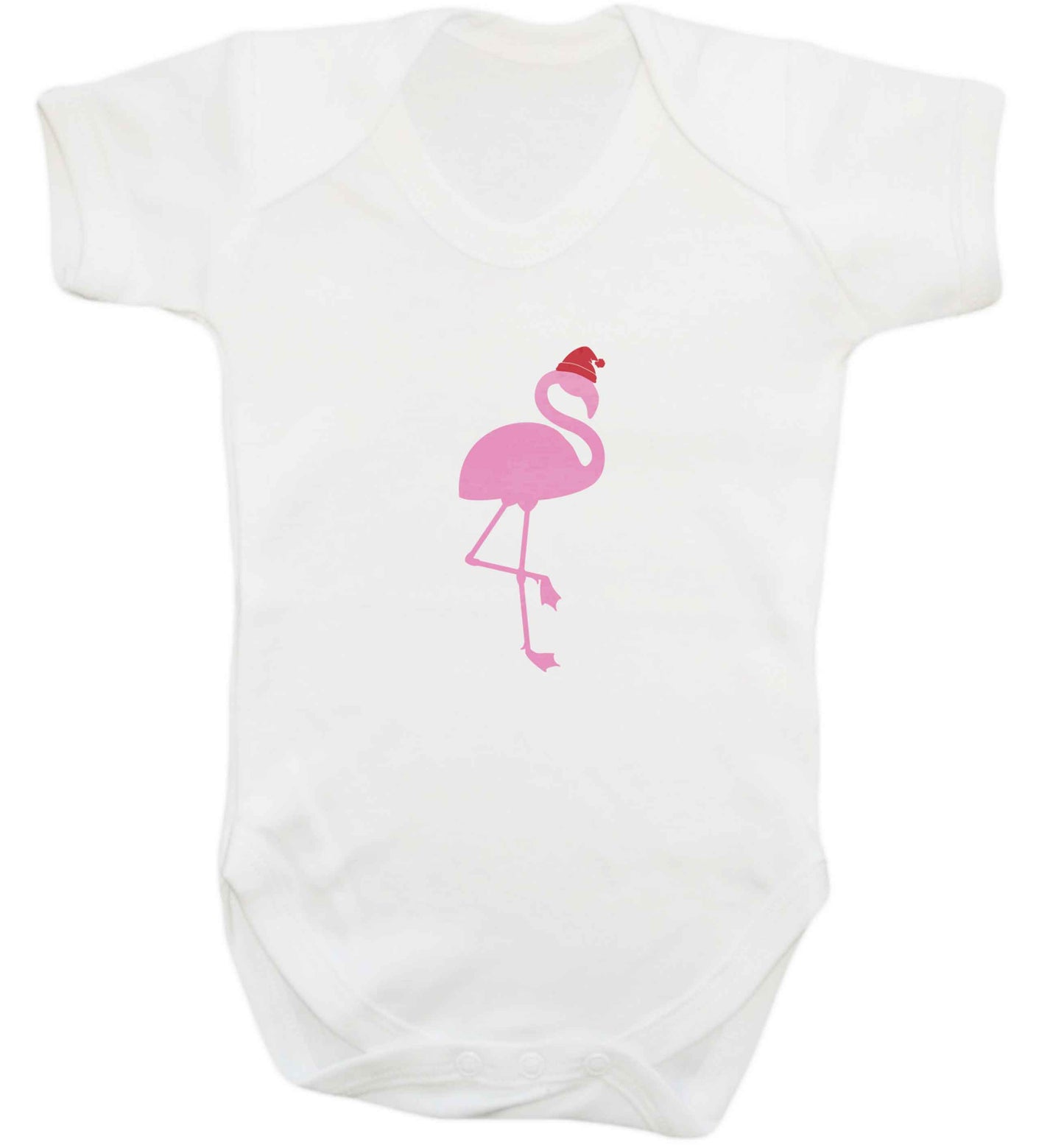 Pink flamingo santa baby vest white 18-24 months