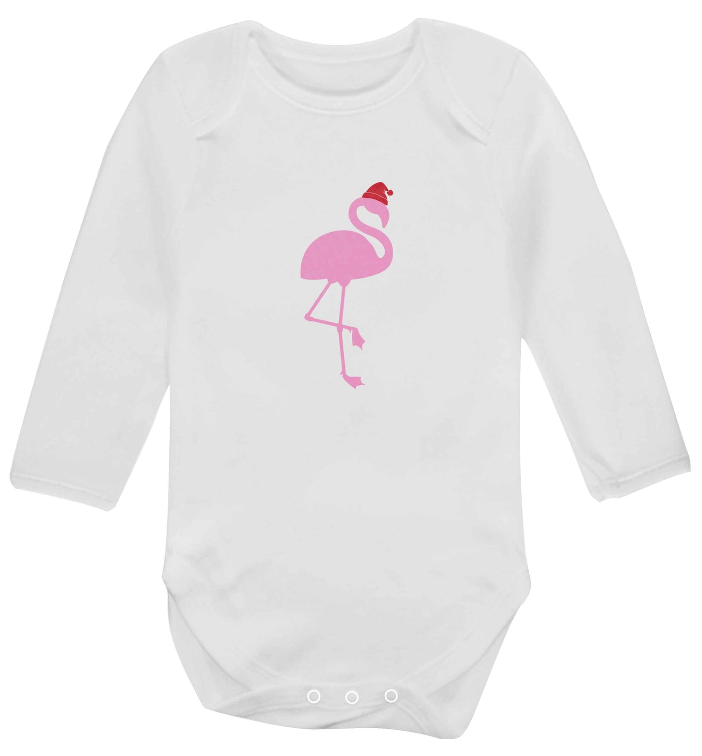 Pink flamingo santa baby vest long sleeved white 6-12 months