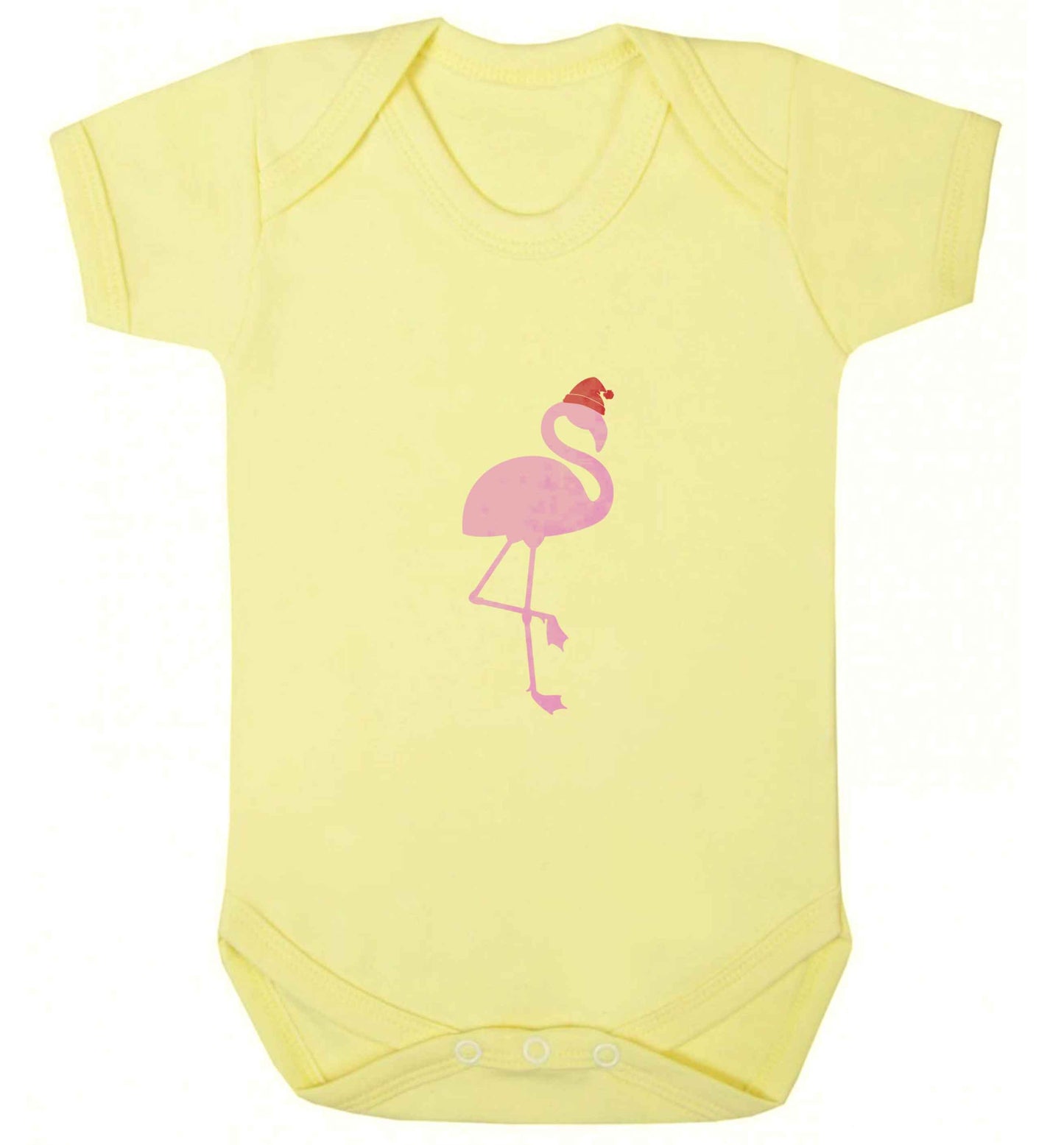 Pink flamingo santa baby vest pale yellow 18-24 months