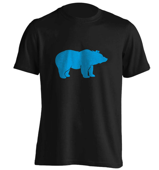 Blue bear adults unisex black Tshirt 2XL