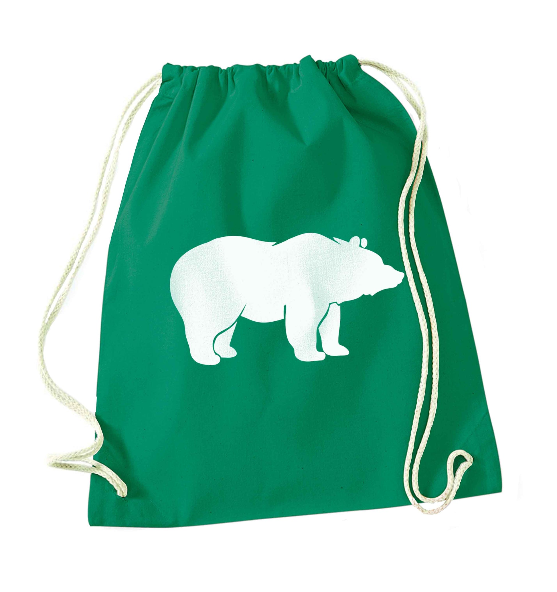 Blue bear green drawstring bag