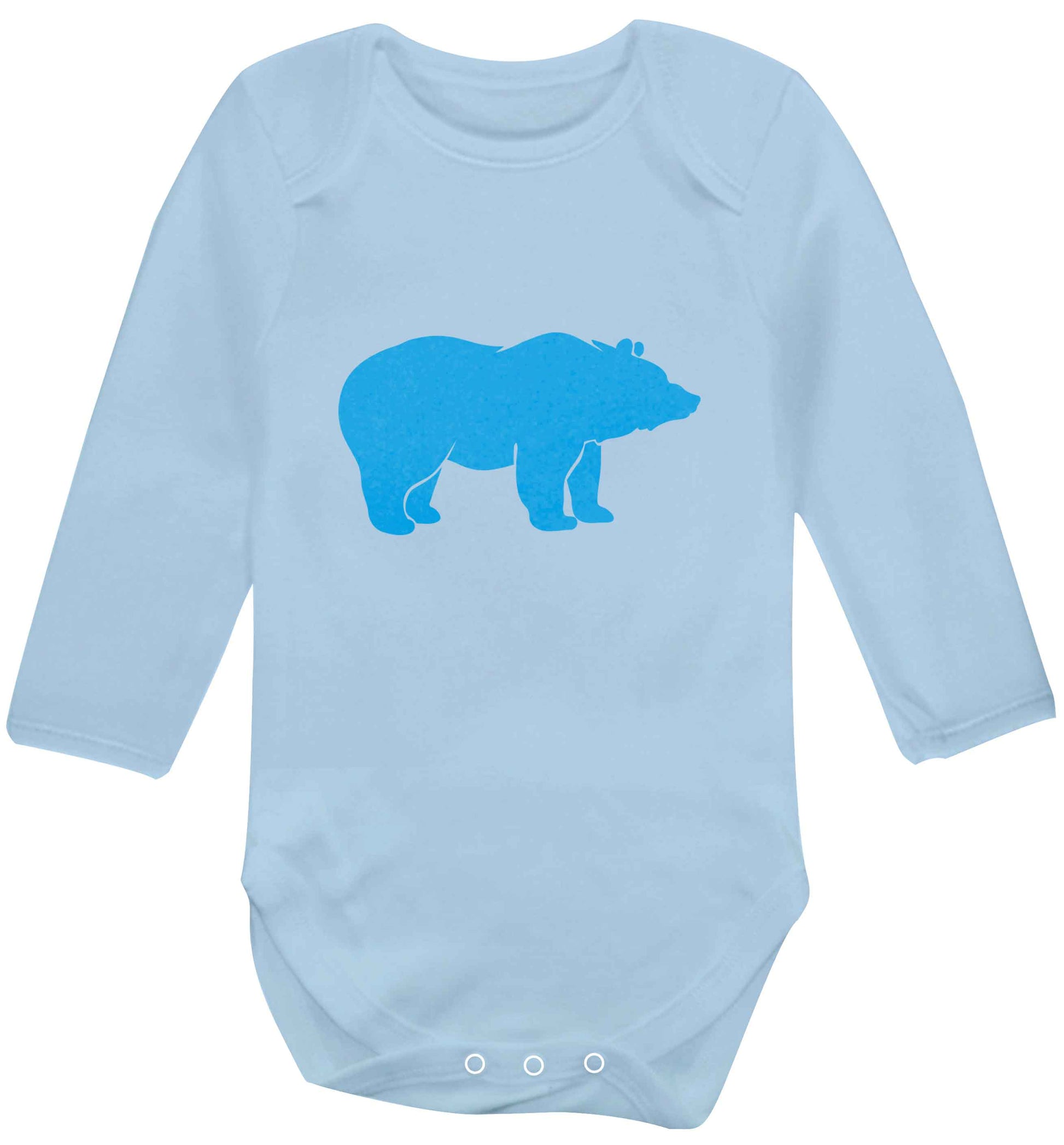 Blue bear baby vest long sleeved pale blue 6-12 months