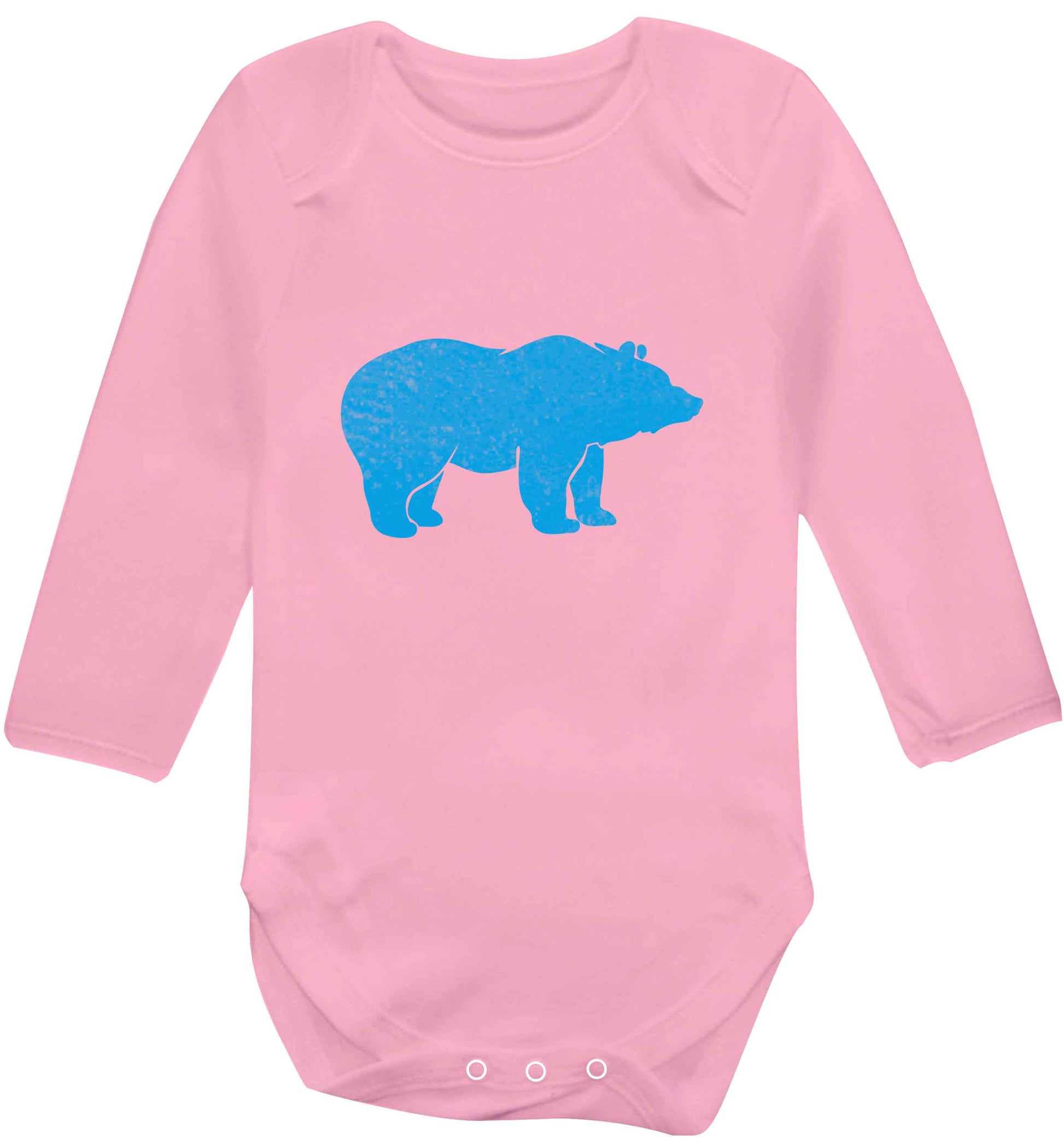 Blue bear baby vest long sleeved pale pink 6-12 months