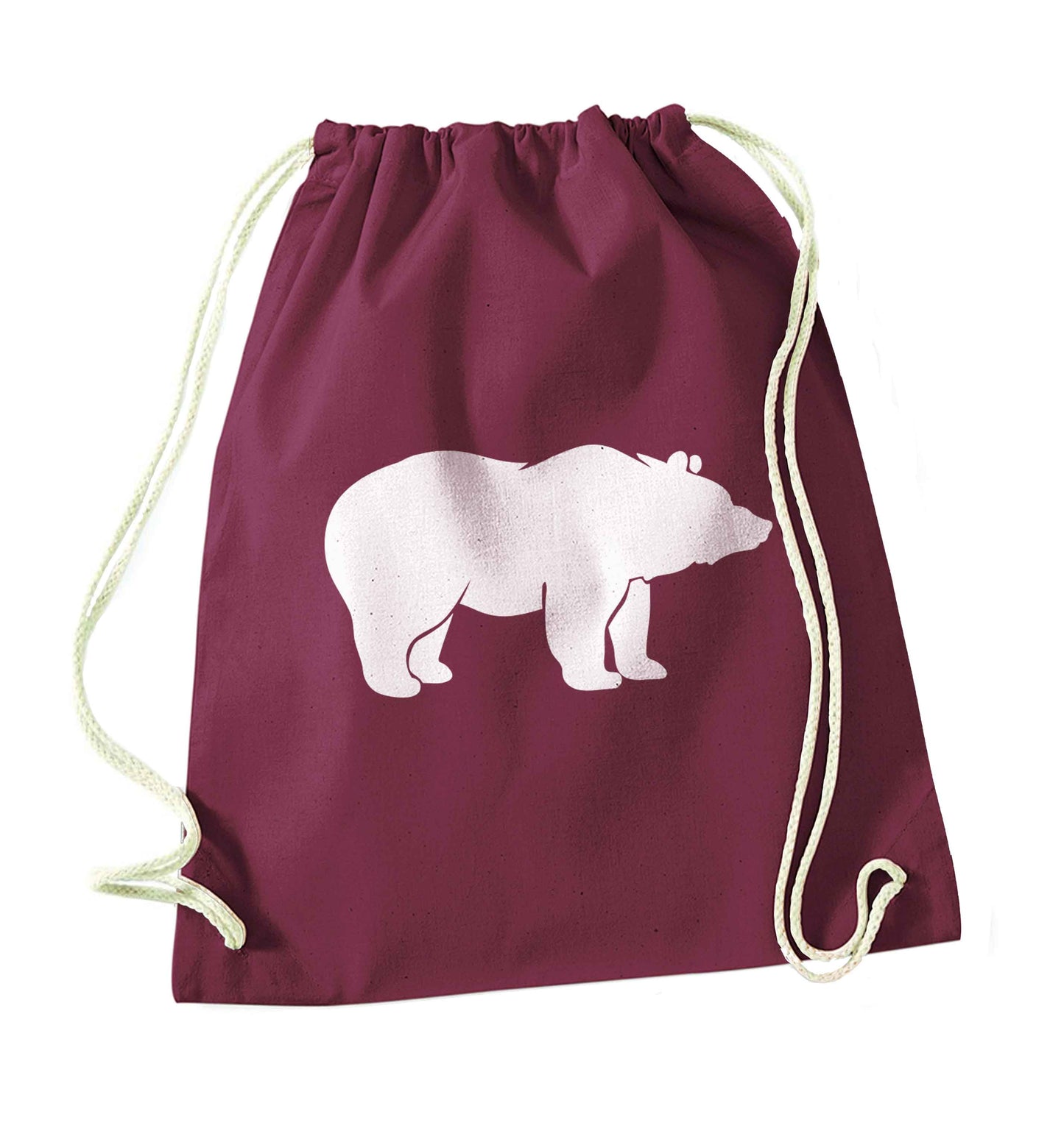 Blue bear maroon drawstring bag