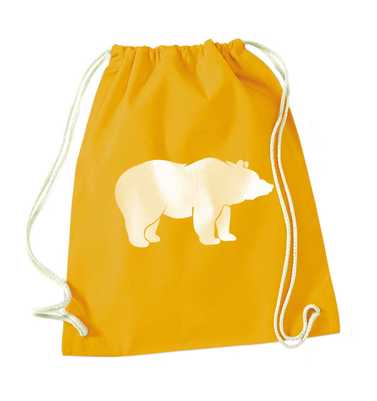 Blue bear mustard drawstring bag